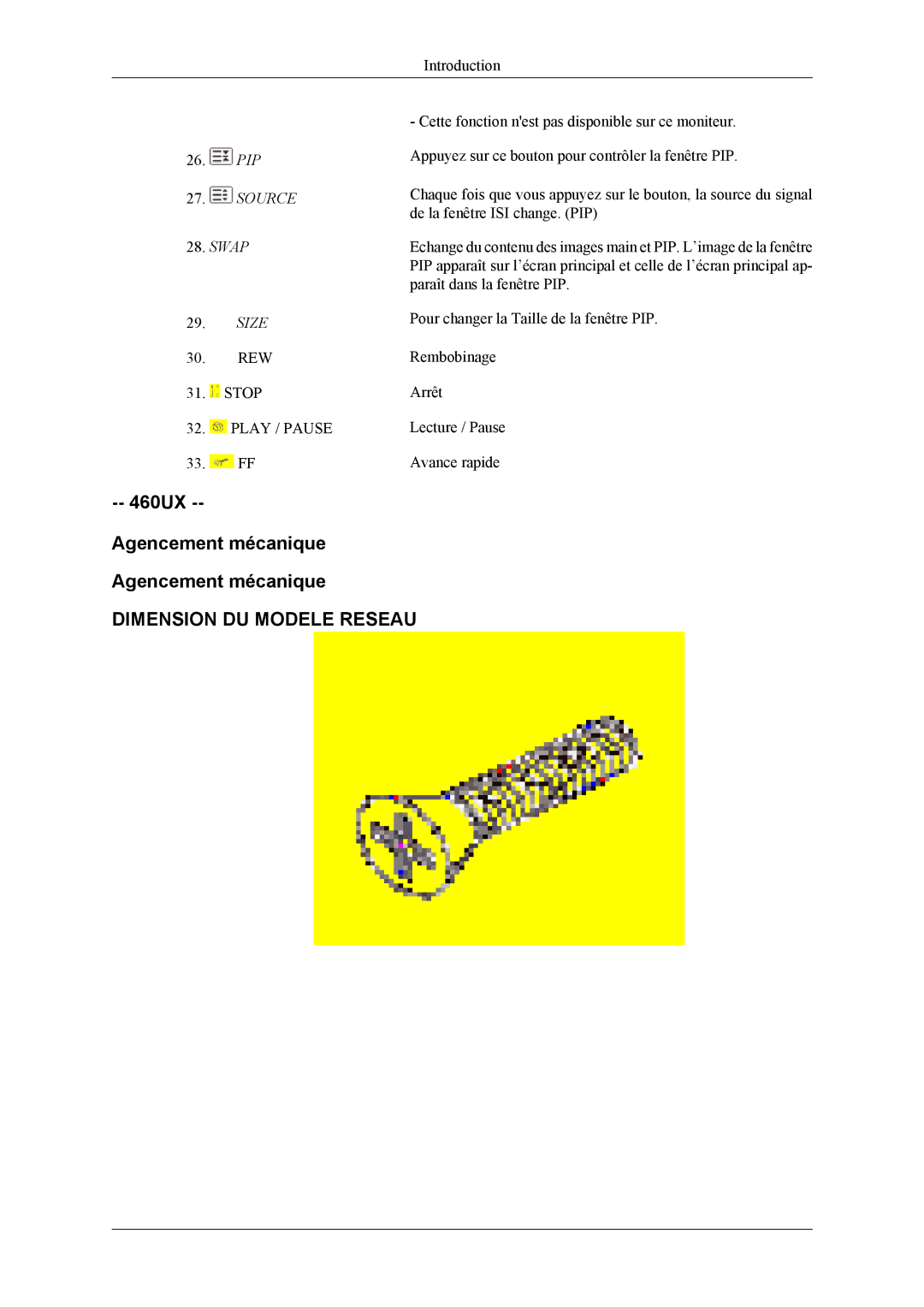 Samsung LH40MSPLBB/EN, LH46MSPLBM/EN, LH46MSTLBM/EN, LH40MSTLBM/EN, LH40MSPLBM/EN, LH46MSPLBB/EN 460UX Agencement mécanique 