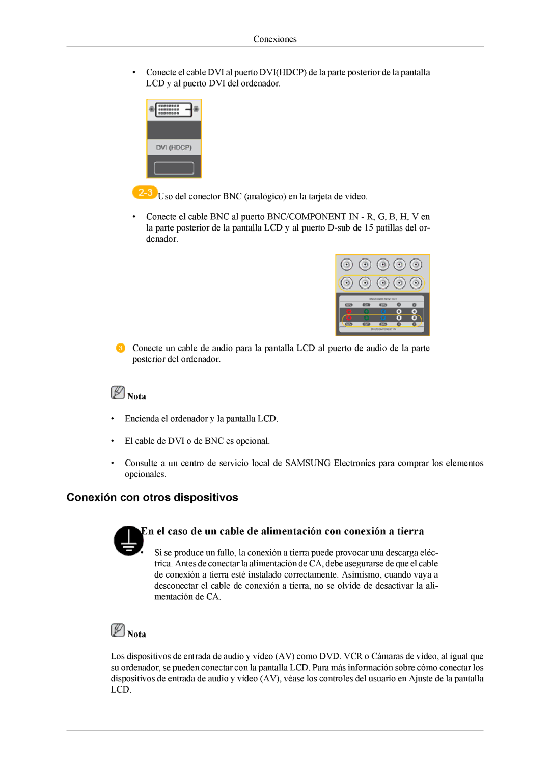 Samsung LH40MSPLBM/EN, LH46MSPLBM/EN, LH46MSTLBM/EN, LH40MSTLBM/EN, LH40MSPLBB/EN manual Conexión con otros dispositivos 