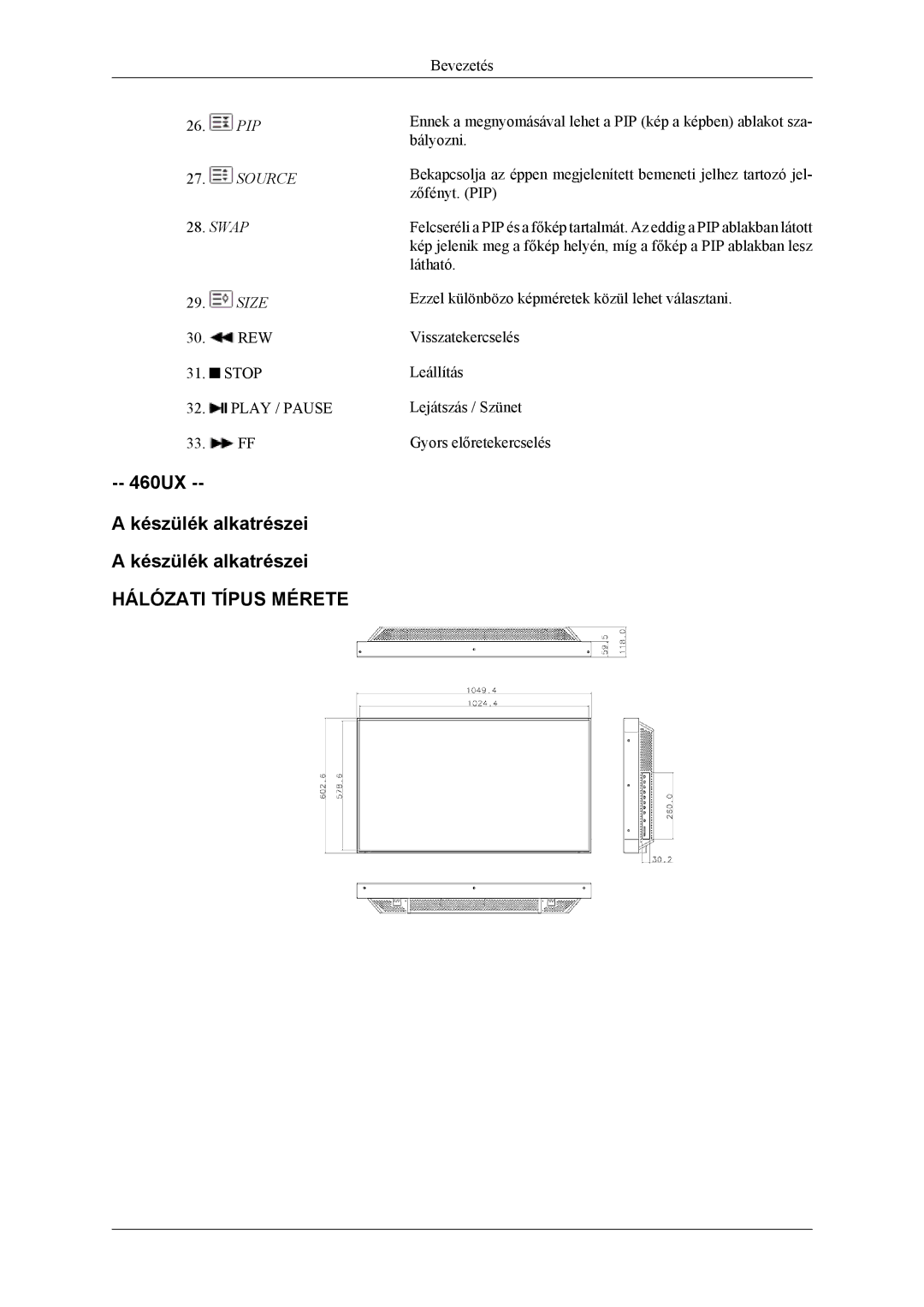 Samsung LH40MSPLBB/EN, LH46MSPLBM/EN, LH46MSTLBM/EN, LH40MSTLBM/EN, LH40MSPLBM/EN, LH46MSPLBB/EN 460UX Készülék alkatrészei 