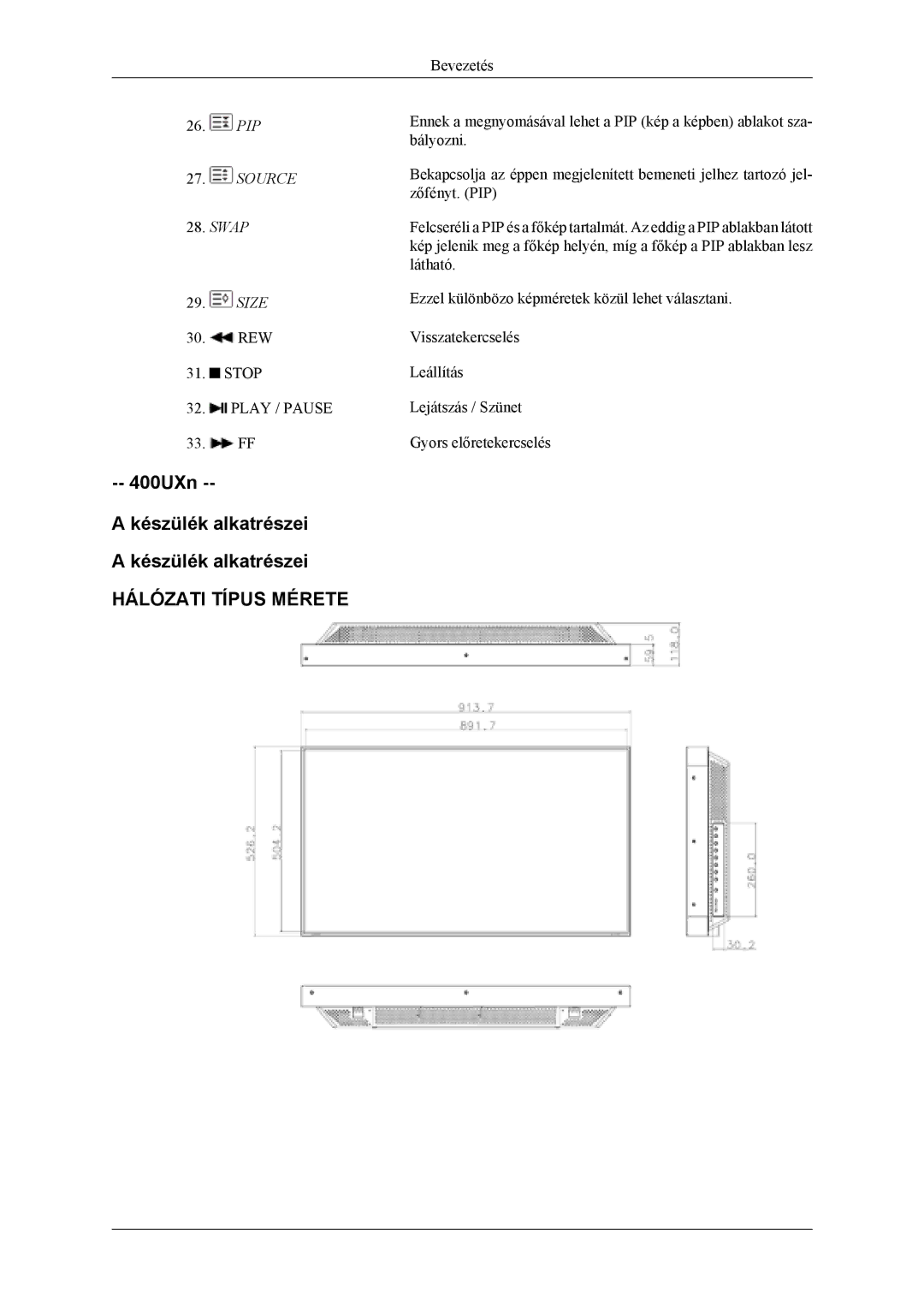 Samsung LS46BPTNS/EDC, LH46MSPLBM/EN, LH46MSTLBM/EN, LH40MSTLBM/EN, LH46MSTLBB/EN manual 400UXn Készülék alkatrészei, Swap 