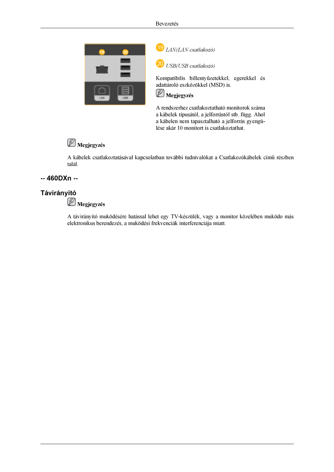 Samsung LH40MSTLBM/EN, LH46MSPLBM/EN, LS46BPTNS/EDC, LH46MSTLBM/EN, LH46MSTLBB/EN, LH40MSTLBB/EN manual 460DXn Távirányító 