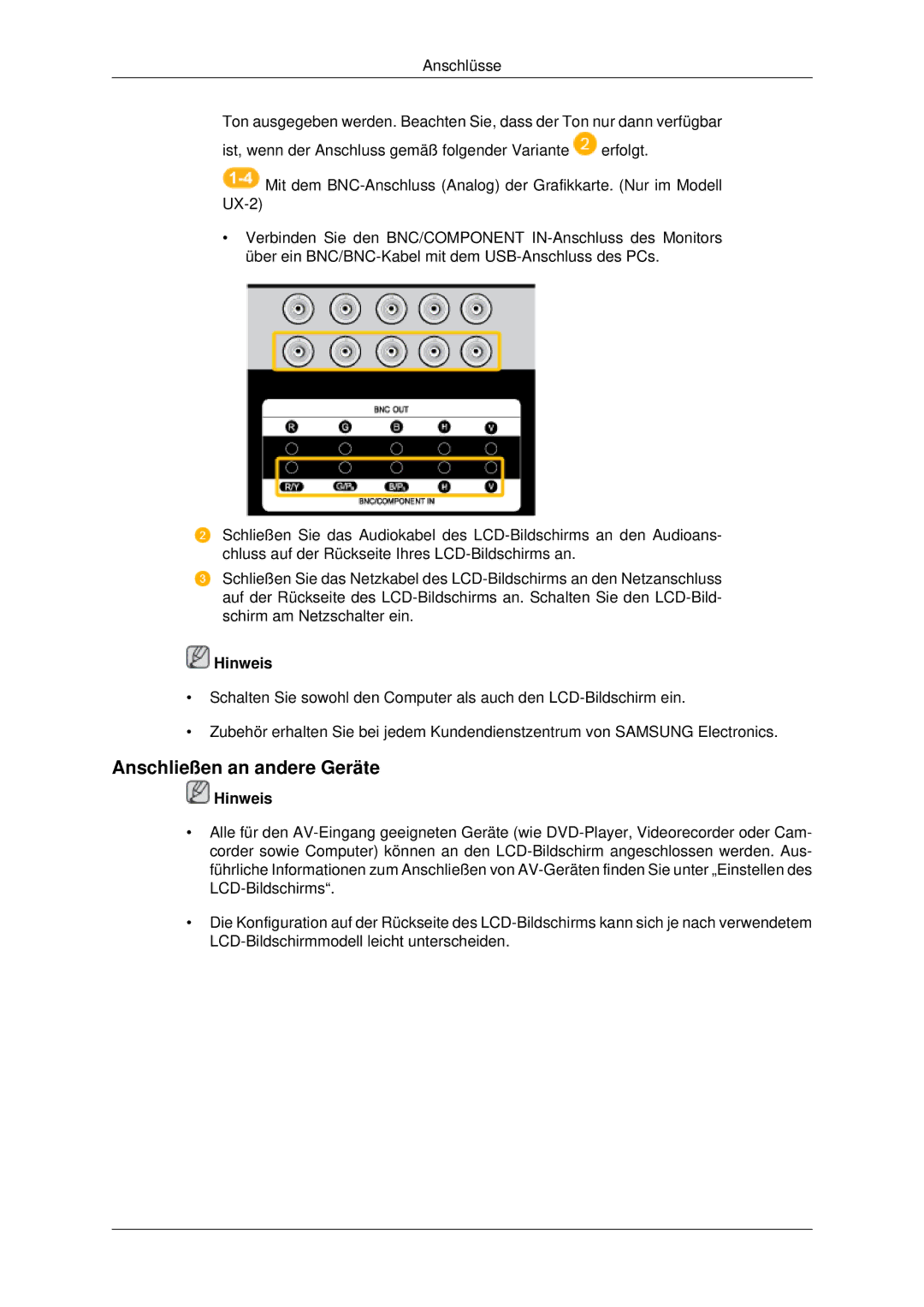 Samsung LH46MSTLBB/EN, LH46MSTABB/EN, LH46MRPLBF/EN, LH40MRTLBC/EN, LH40MRPLBF/EN, LH46MRTLBC/EN Anschließen an andere Geräte 