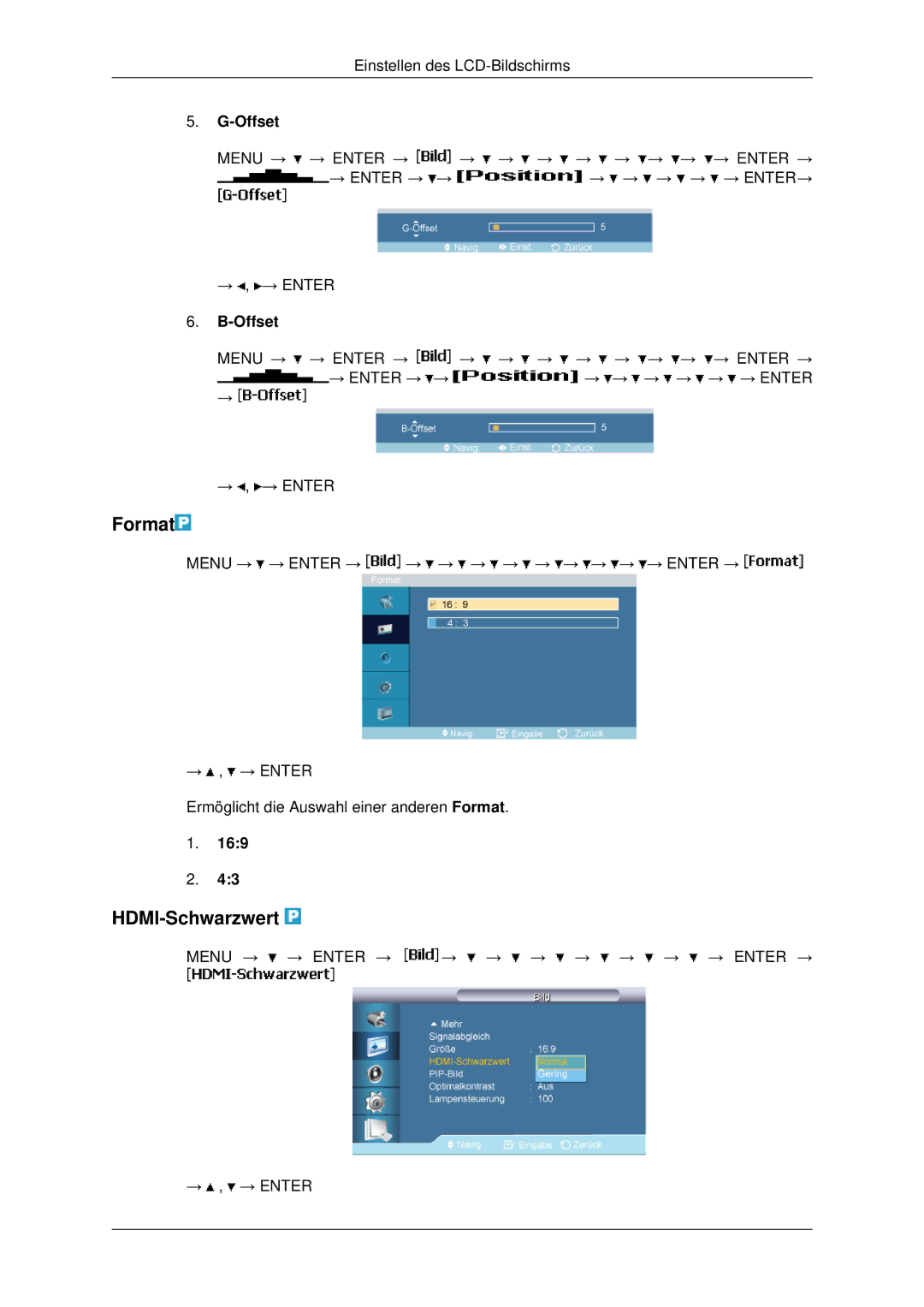 Samsung LH40MRPLBF/EN, LH46MSTABB/EN, LH46MRPLBF/EN, LH40MRTLBC/EN, LH46MRTLBC/EN, LH46MSTLBB/EN manual Format, HDMI-Schwarzwert 