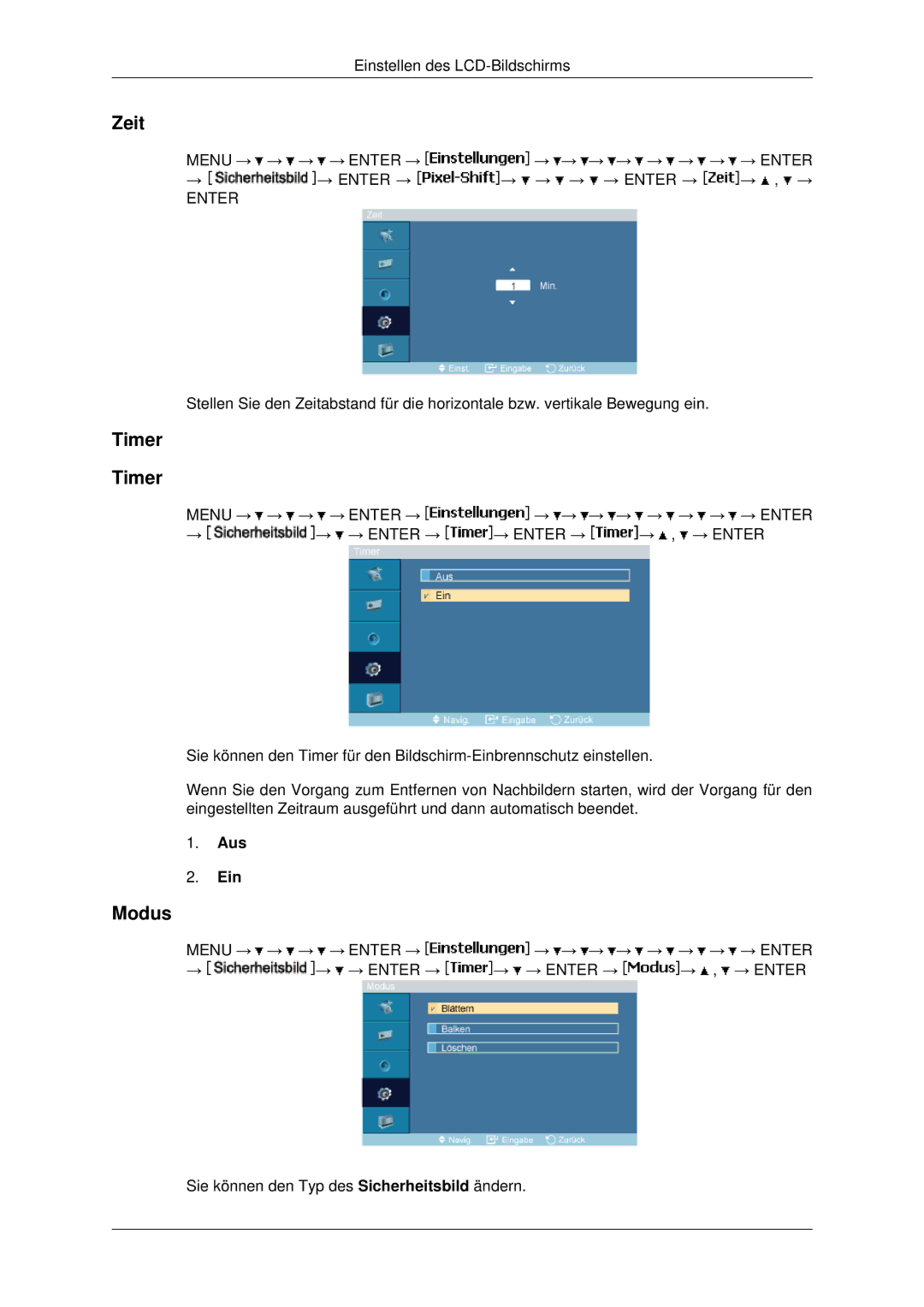 Samsung LH46MSTABB/EN, LH46MRPLBF/EN, LH40MRTLBC/EN, LH40MRPLBF/EN, LH46MRTLBC/EN, LH46MSTLBB/EN manual Zeit, Timer 