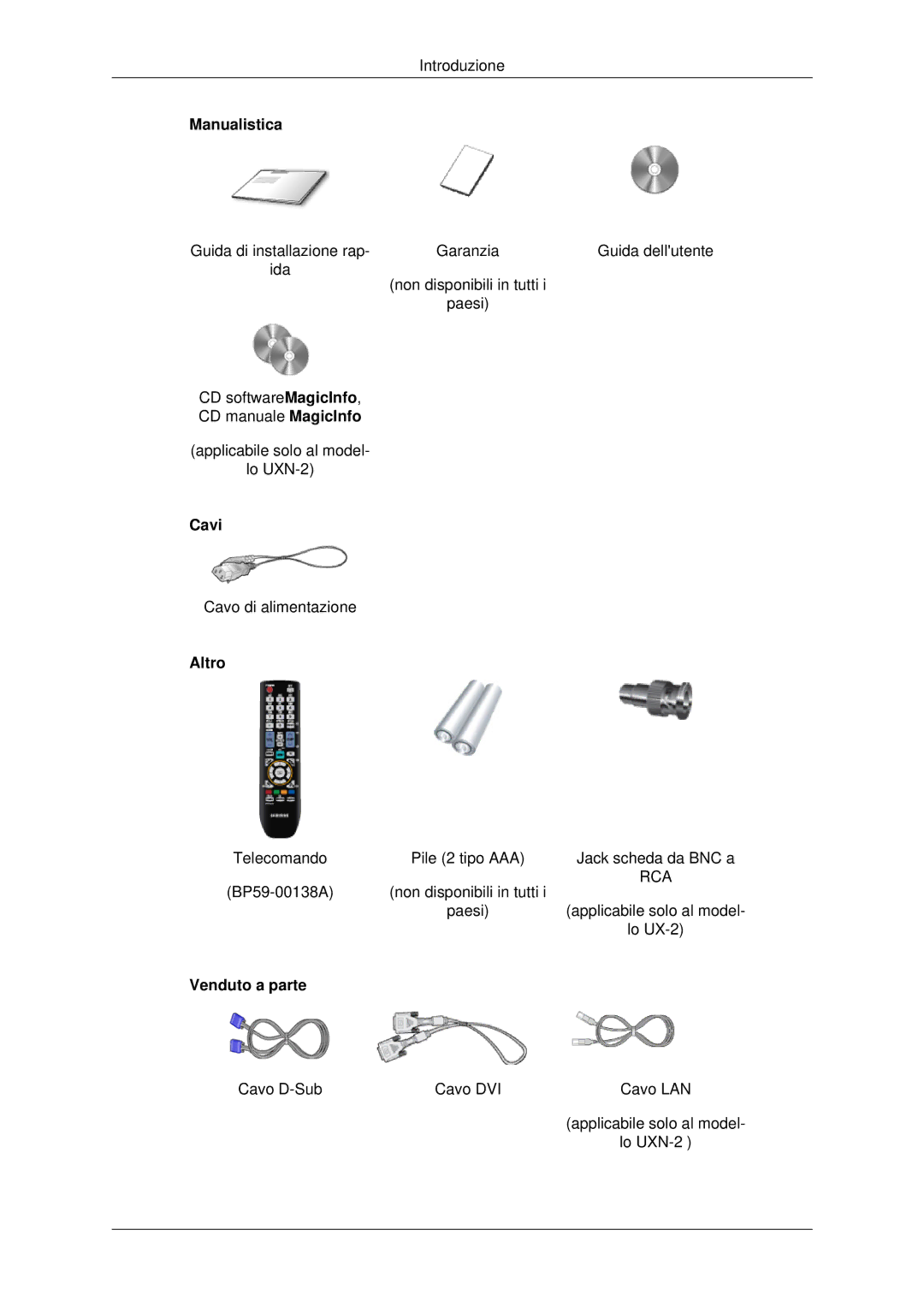 Samsung LH46MSTLBB/EN manual Cavi 