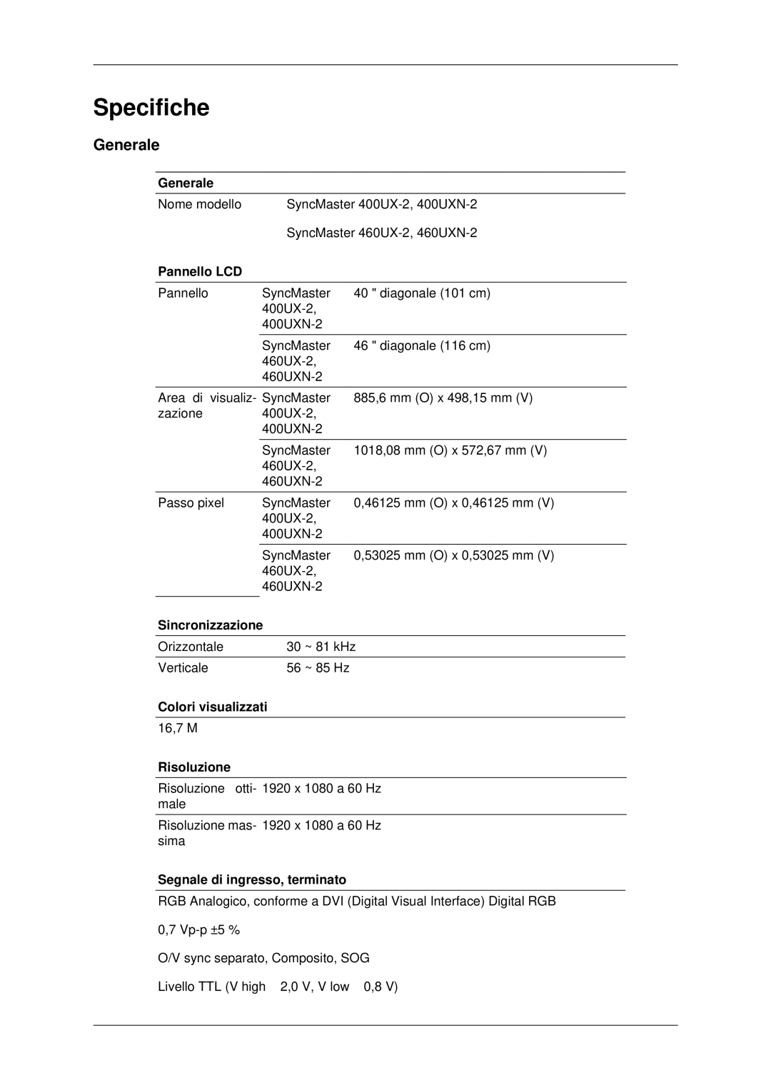 Samsung LH46MSTLBB/EN manual Generale 