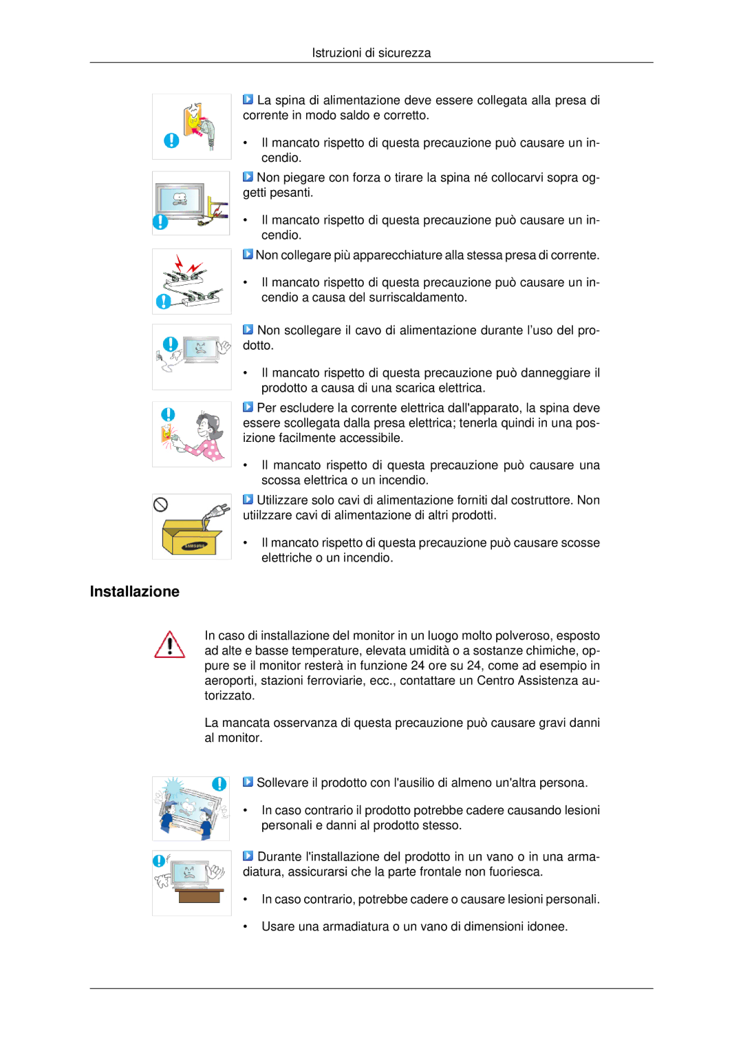 Samsung LH46MSTLBB/EN manual Installazione 