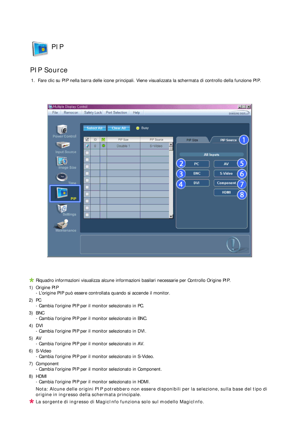 Samsung LH46MSTLBB/EN manual PIP Source 