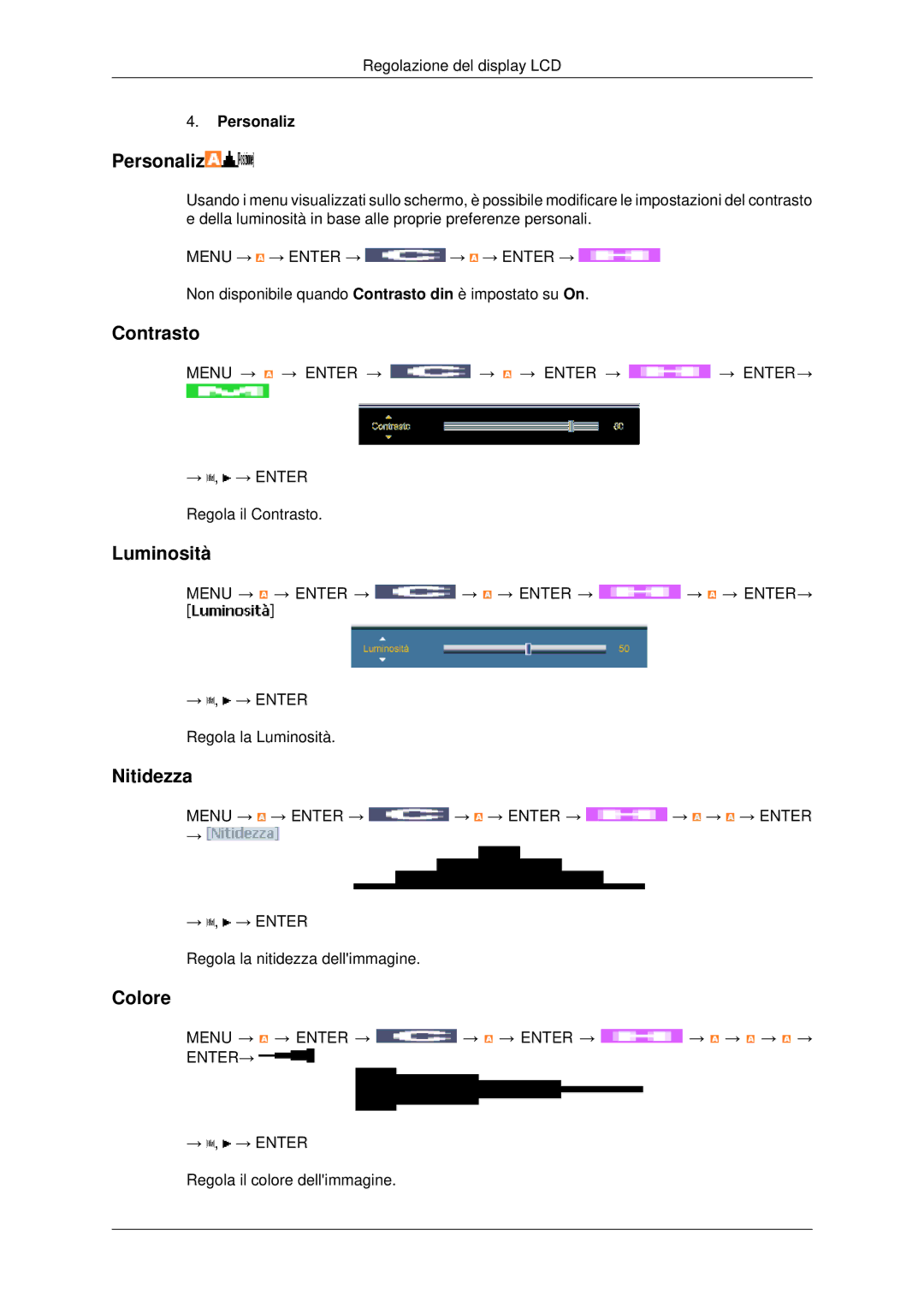 Samsung LH46MSTLBB/EN manual Colore, Personaliz 