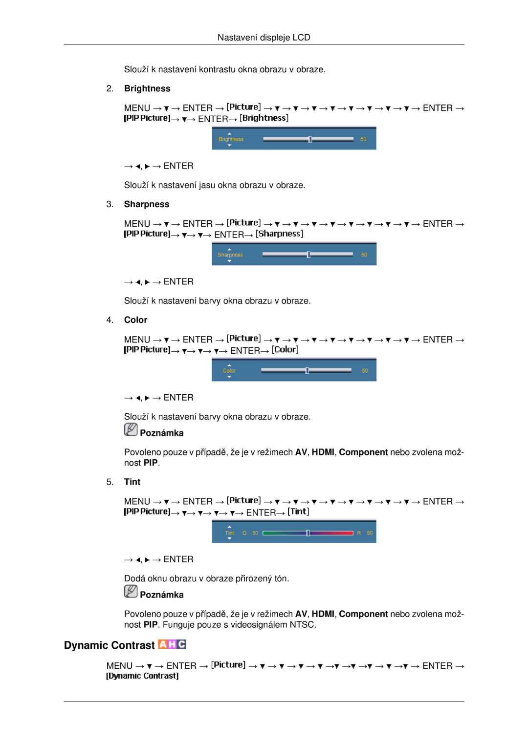 Samsung LH46MSTLBB/EN manual Dynamic Contrast 