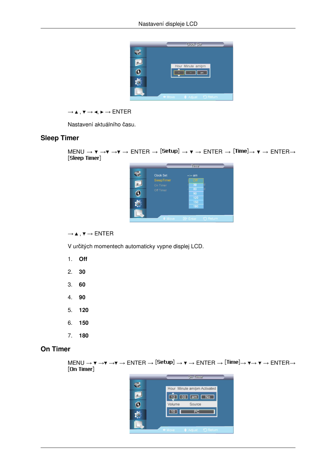 Samsung LH46MSTLBB/EN manual Sleep Timer, On Timer 