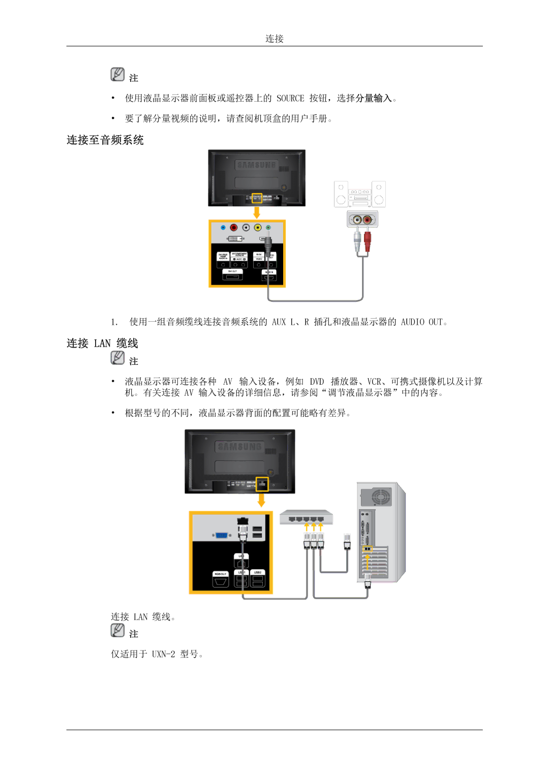 Samsung LH46MSTLBB/EN manual 连接至音频系统, 连接 Lan 缆线 