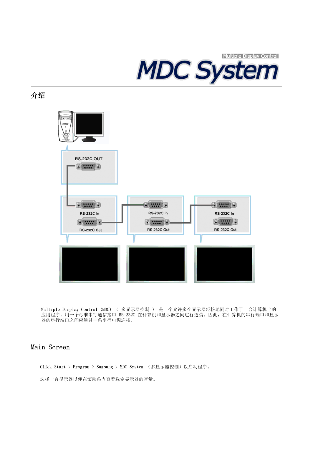 Samsung LH46MSTLBB/EN manual Main Screen 