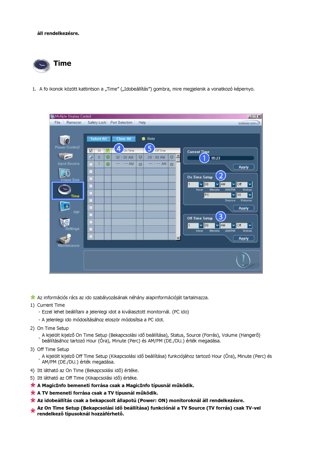 Samsung LH46MSTLBB/EN manual Time 