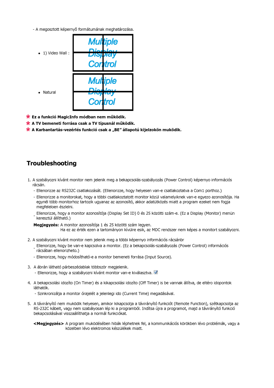 Samsung LH46MSTLBB/EN manual Troubleshooting 