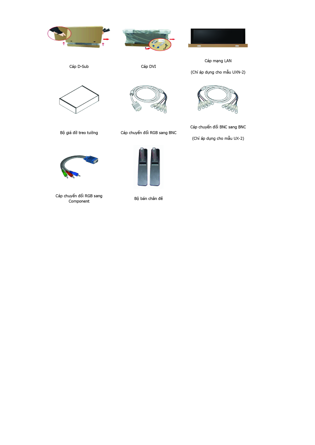 Samsung LH40MRPLBF/XY, LH46MSTLBB/XY, LH40MRTLBC/XY, LH46MRPLBF/XY, LH46MRTLBC/XY, LH46MRTLBC/ZA manual Cáp D-Sub Cáp DVI 