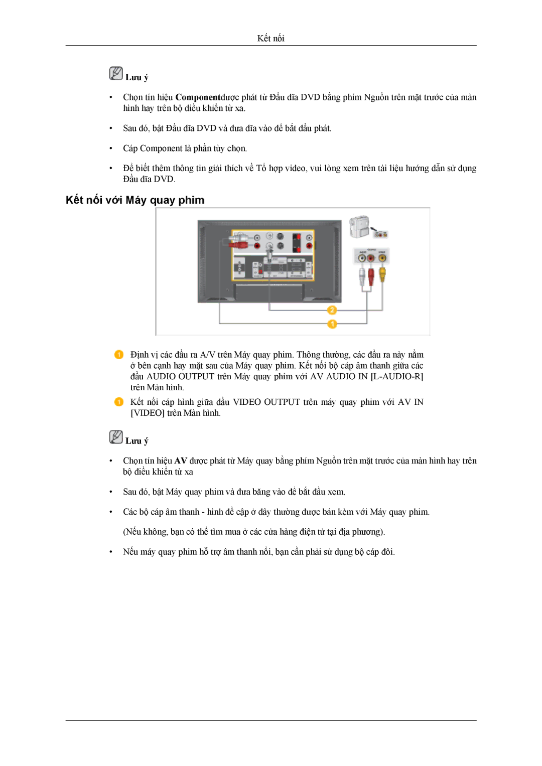 Samsung LH46MSTLBB/XY, LH40MSTLBM/XV manual Kết nối với Máy quay phim 