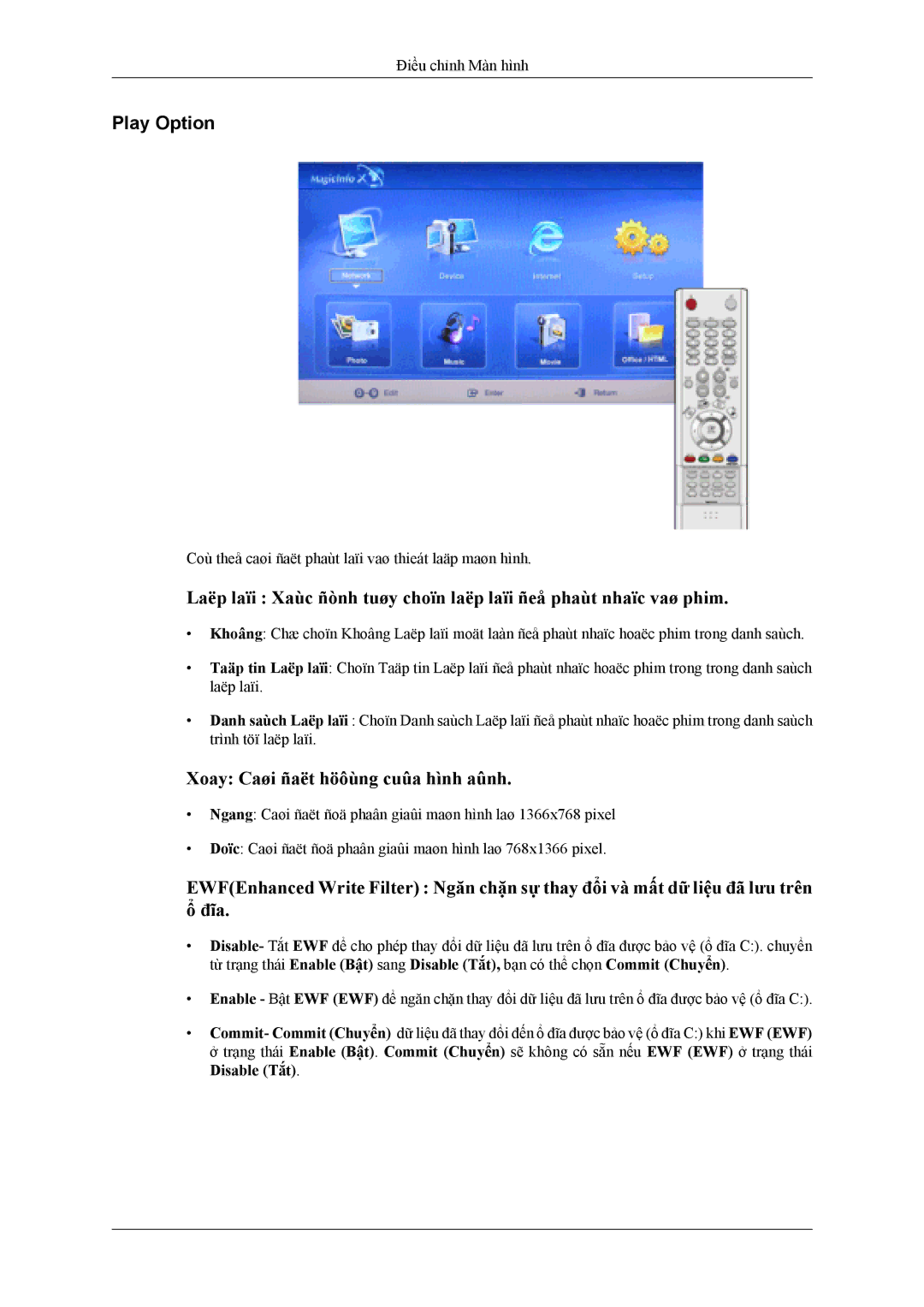 Samsung LH46MSTLBB/XY, LH40MSTLBM/XV manual Play Option, Disable Tắt 