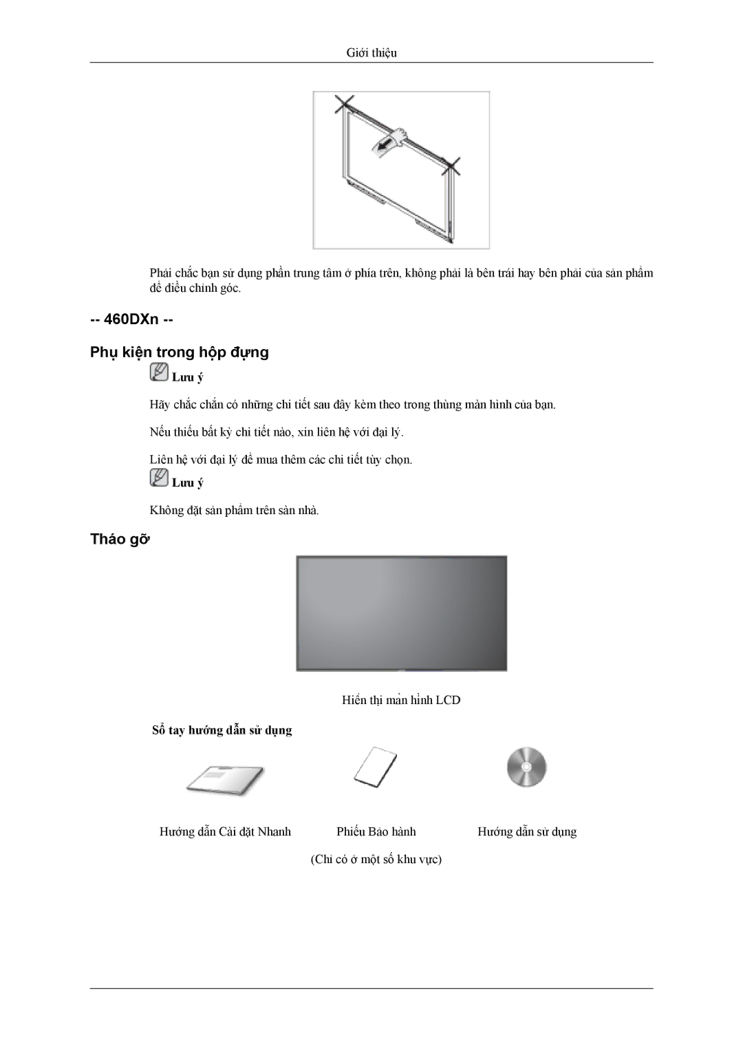 Samsung LH46MSTLBB/XY, LH40MSTLBM/XV manual 460DXn Phụ kiện trong hộp đựng, Lưu ý 