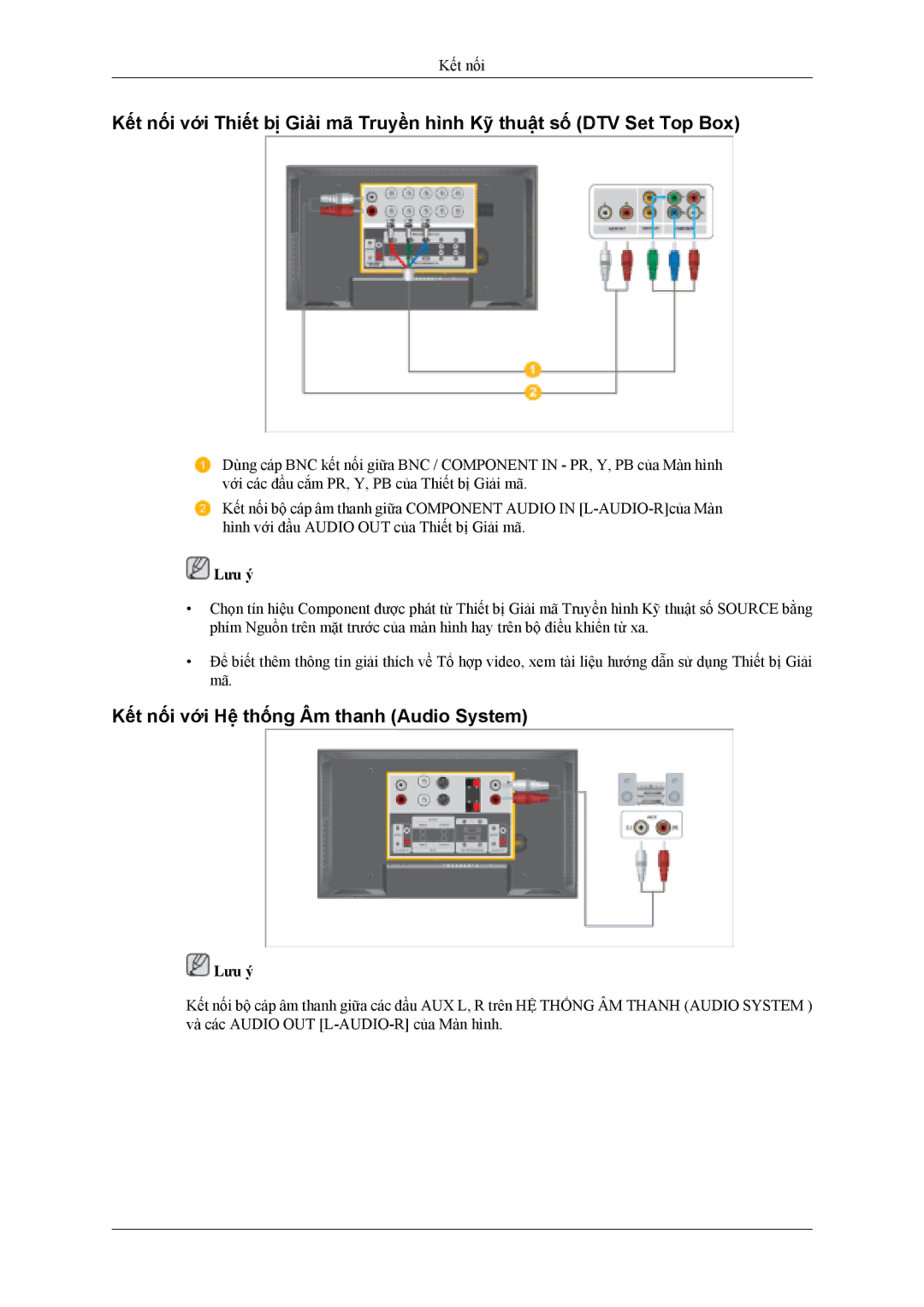 Samsung LH46MSTLBB/XY, LH40MSTLBM/XV manual Kết nối với Hệ thống Âm thanh Audio System 