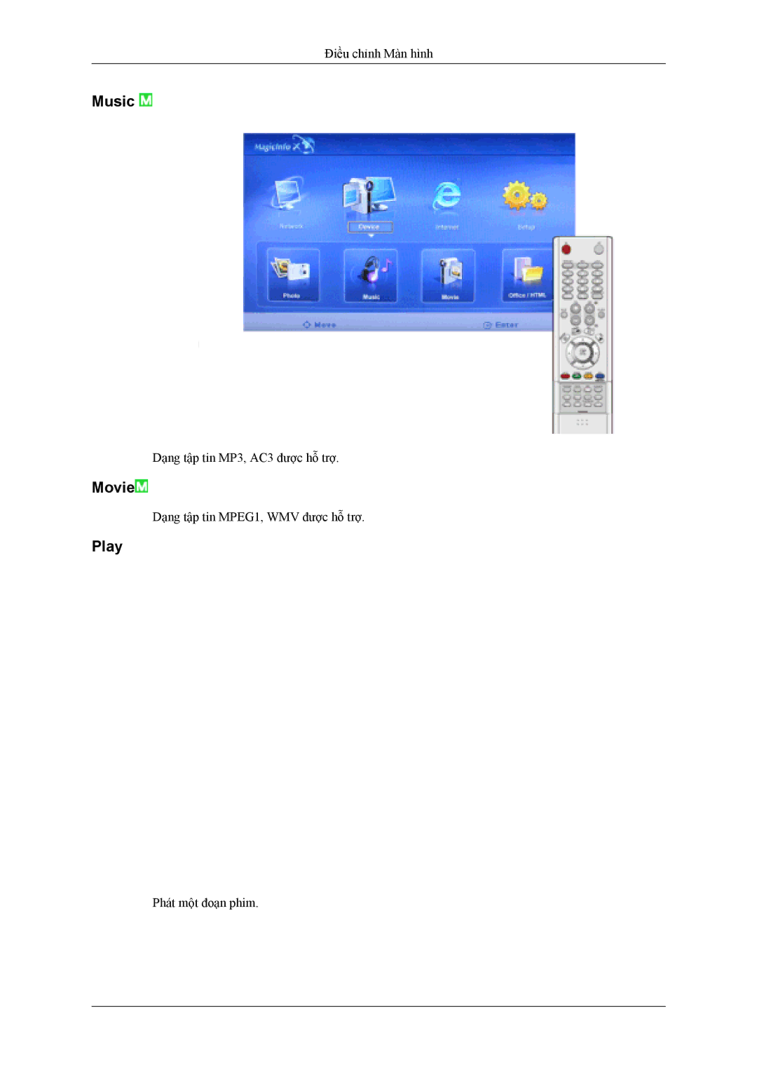 Samsung LH40MSTLBM/XV, LH46MSTLBB/XY manual Music, Movie, Play 