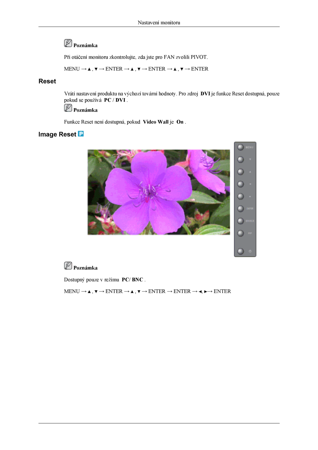 Samsung LH40MSTLBB/EN, LH46MSTLBM/EN, LH40MSTLBM/EN, LH46MSTLBB/EN, LH40MSPLBM/EN manual Image Reset 