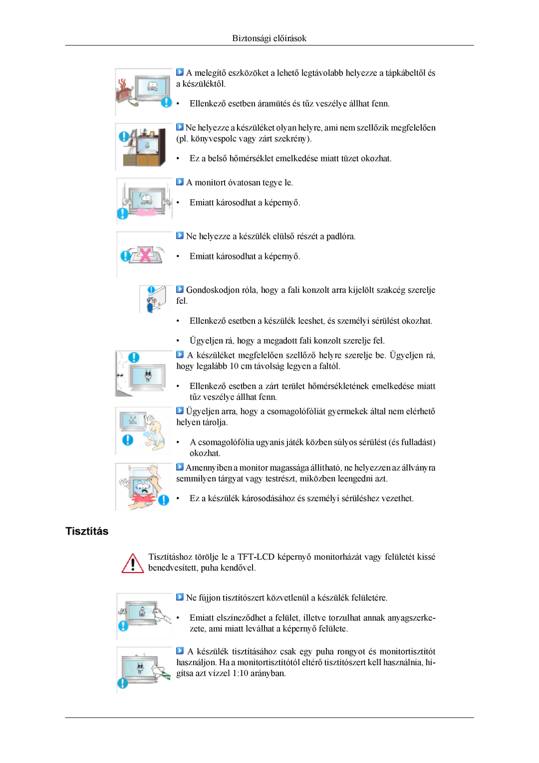 Samsung LH40MSPLBM/EN, LH46MSTLBM/EN, LH40MSTLBM/EN, LH46MSTLBB/EN, LH40MSTLBB/EN manual Tisztítás 