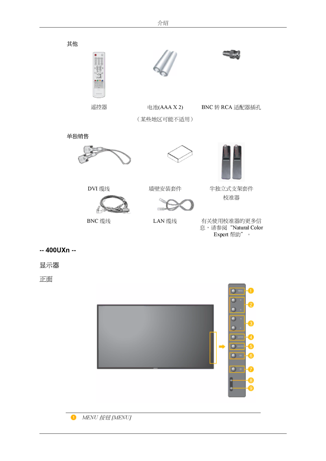 Samsung LH46MSTLBM/EN, LH40MSTLBM/EN, LH46MSTLBB/EN, LH40MSTLBB/EN, LH40MSPLBM/EN manual 显示器, 单独销售 