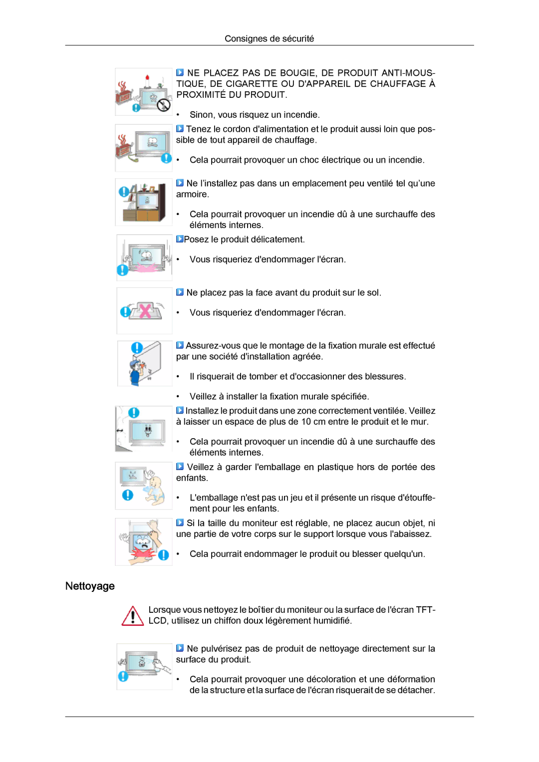 Samsung LH46MVTLBB/EN, LH46MVTLBN/EN, LH46MVQLBB/EN, LH46MVULBB/EN, LH46MVPLBB/EN manual Nettoyage 