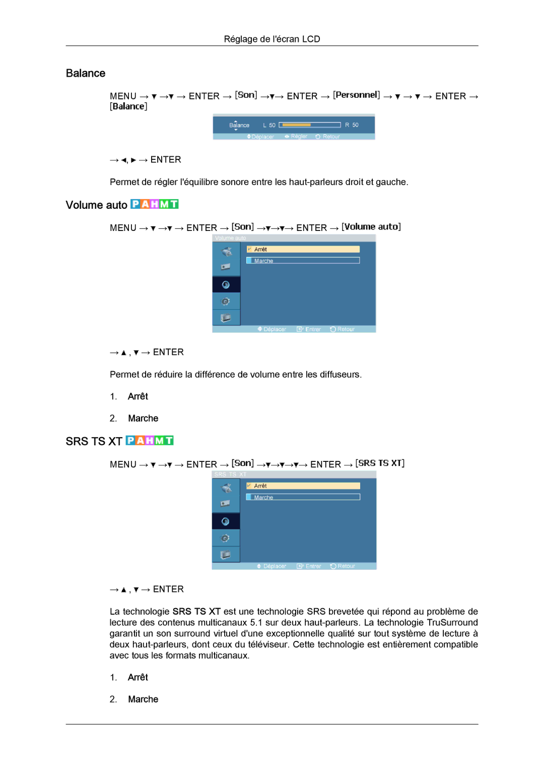 Samsung LH46MVQLBB/EN, LH46MVTLBN/EN, LH46MVULBB/EN, LH46MVPLBB/EN, LH46MVTLBB/EN manual Balance, Volume auto 