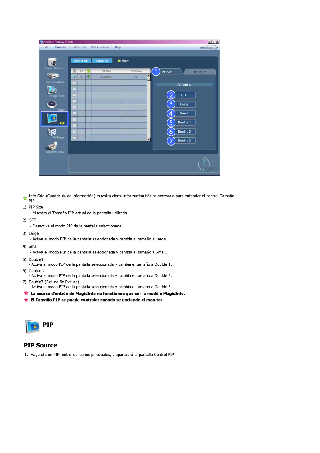 Samsung LH46MVTLBN/EN, LH46MVQLBB/EN, LH46MVULBB/EN, LH46MVPLBB/EN, LH46MVTLBB/EN manual PIP Source 