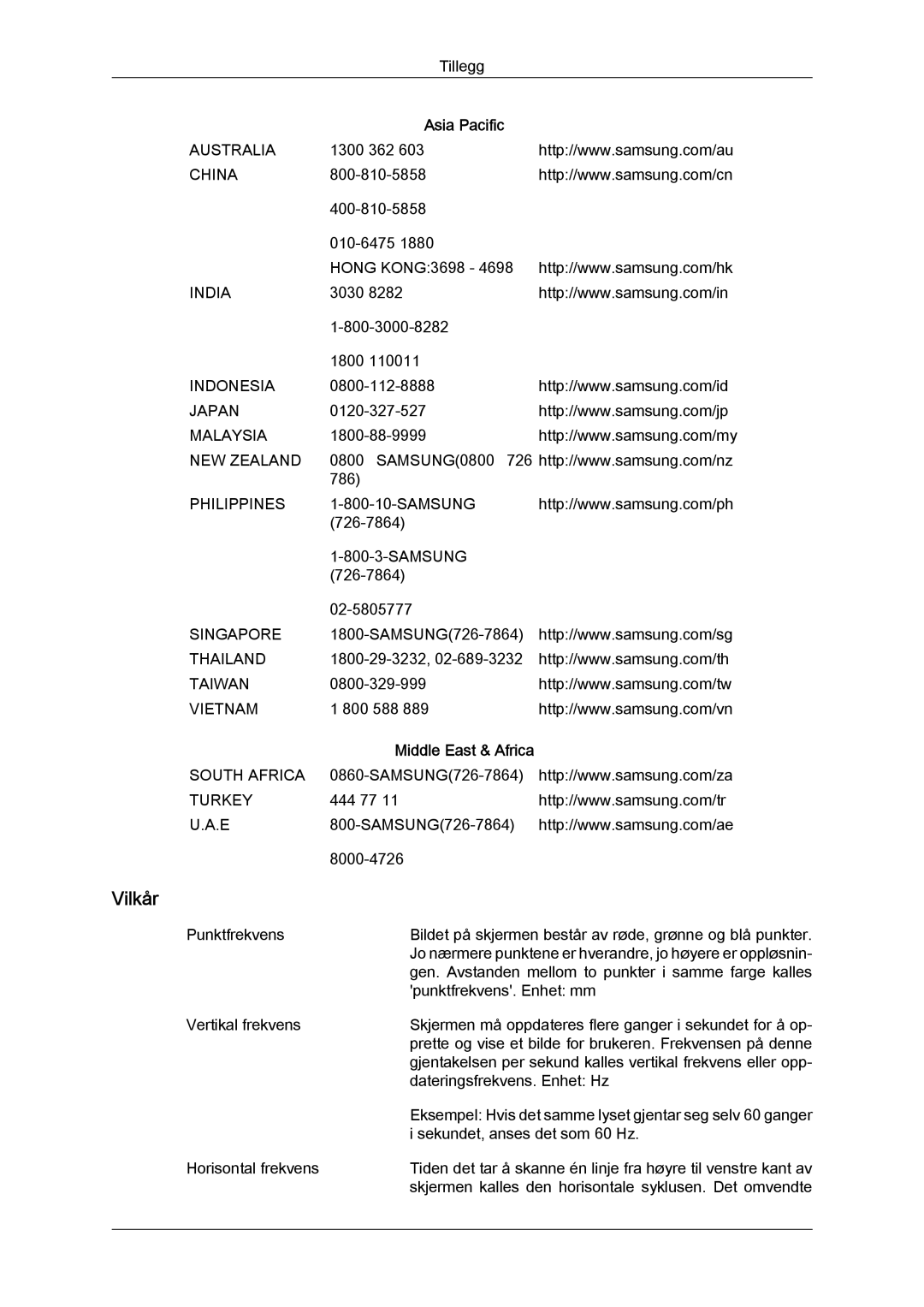 Samsung LH46MVTLBB/EN, LH46MVTLBN/EN, LH46MVQLBB/EN, LH46MVULBB/EN, LH46MVPLBB/EN manual Vilkår 