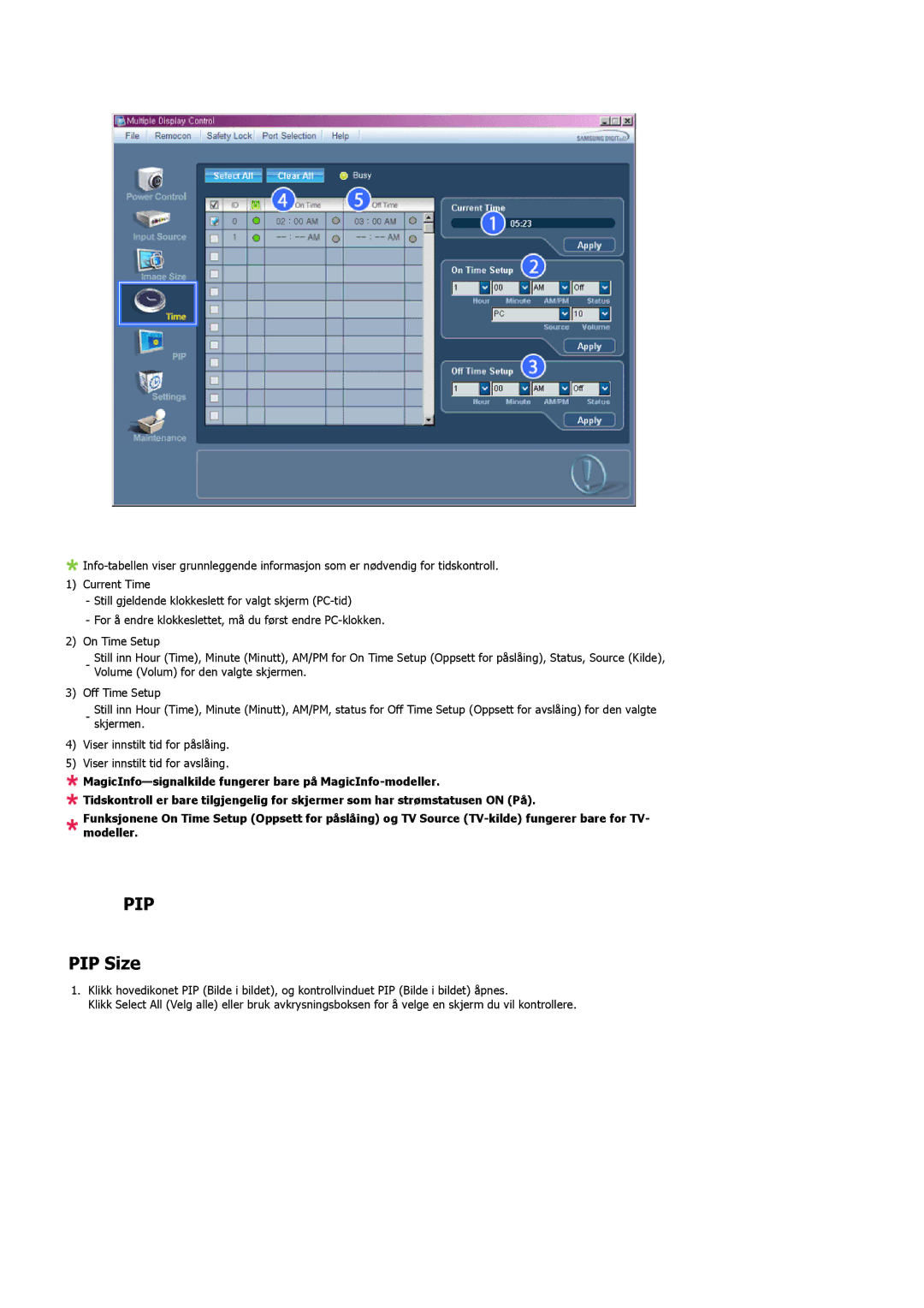 Samsung LH46MVPLBB/EN, LH46MVTLBN/EN, LH46MVQLBB/EN, LH46MVULBB/EN, LH46MVTLBB/EN manual Pip, PIP Size 