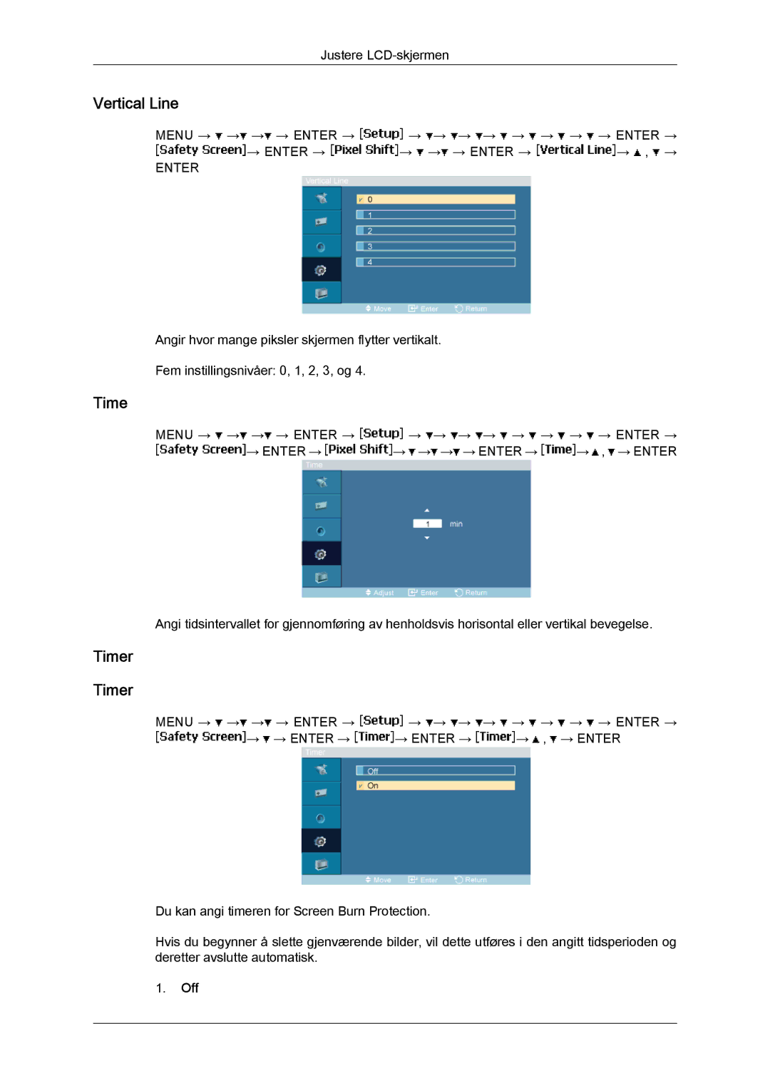 Samsung LH46MVPLBB/EN, LH46MVTLBN/EN, LH46MVQLBB/EN, LH46MVULBB/EN, LH46MVTLBB/EN manual Vertical Line, Timer 