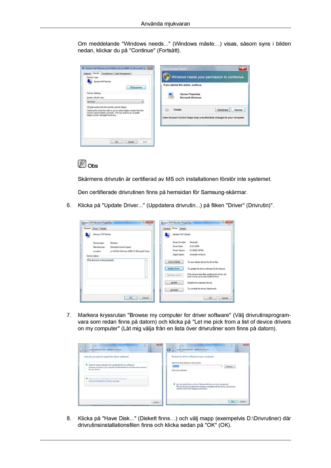 Samsung LH46MVQLBB/EN, LH46MVTLBN/EN, LH46MVULBB/EN, LH46MVPLBB/EN, LH46MVTLBB/EN manual Obs 