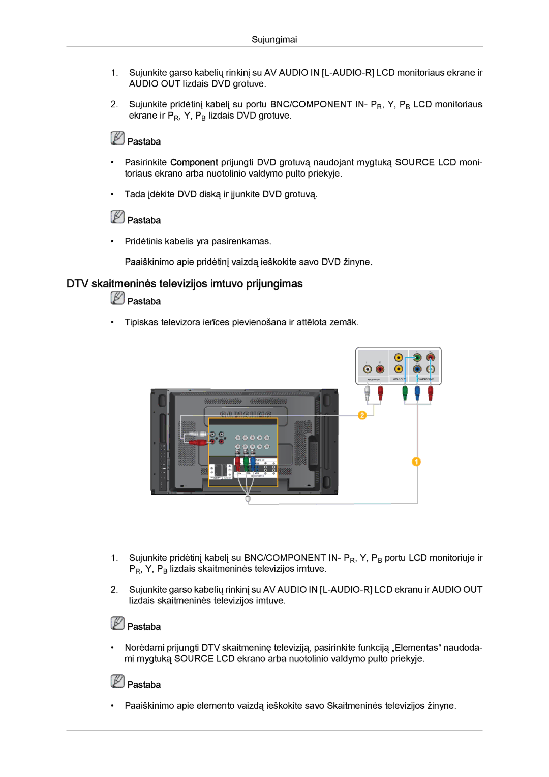 Samsung LH46MVTLBN/EN manual DTV skaitmeninės televizijos imtuvo prijungimas 