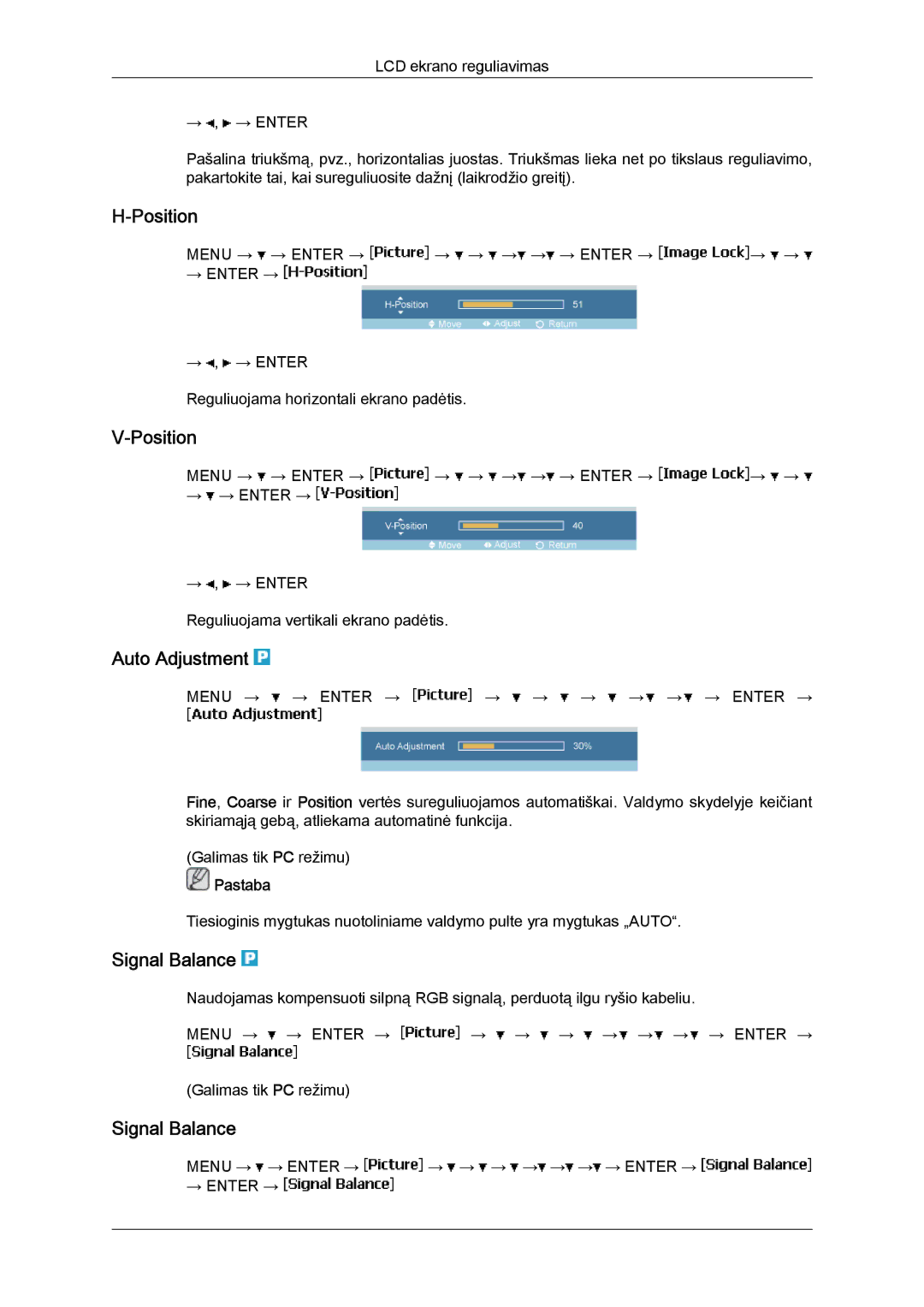 Samsung LH46MVTLBN/EN manual Position, Auto Adjustment, Signal Balance 