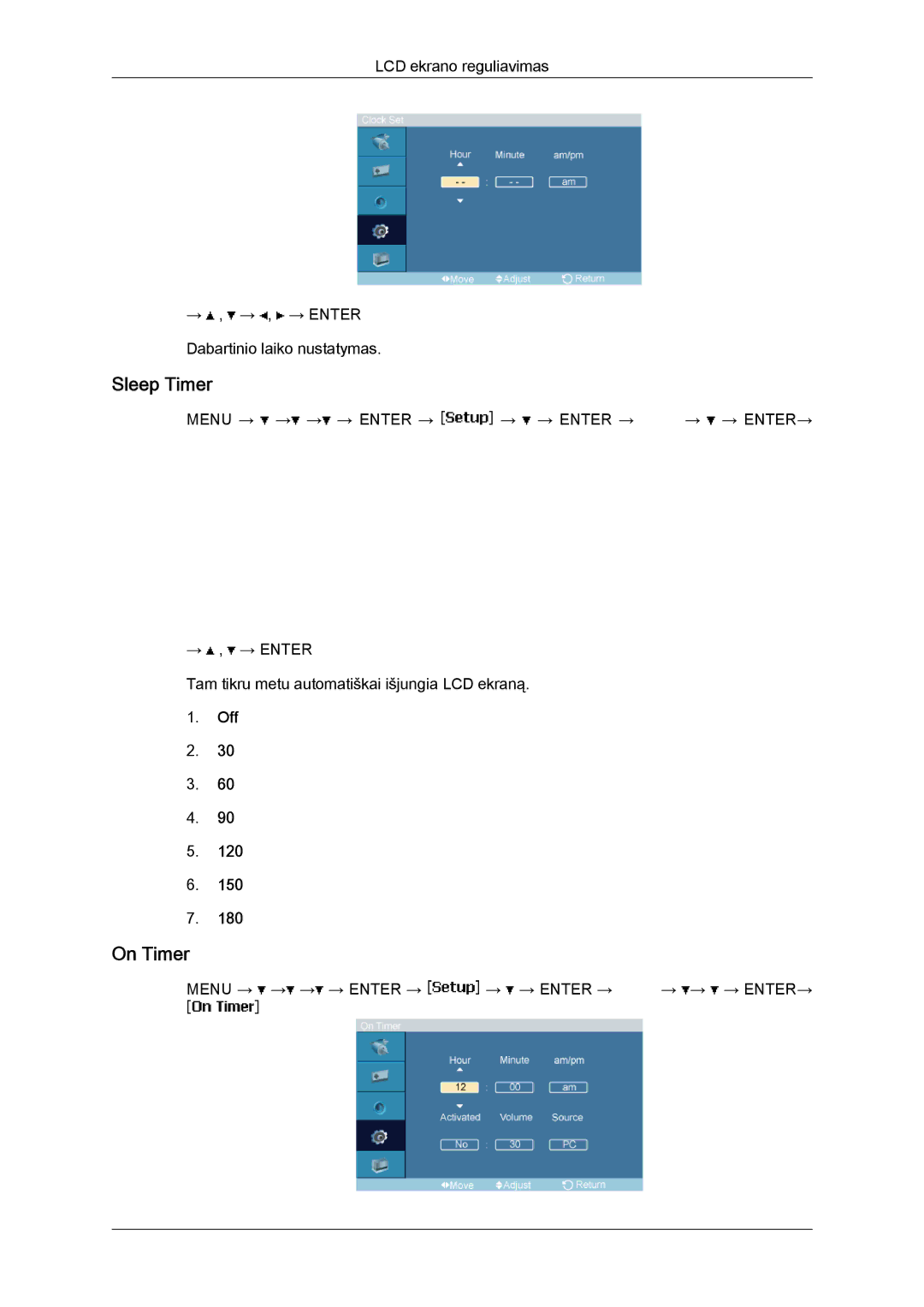 Samsung LH46MVTLBN/EN manual Sleep Timer, On Timer 