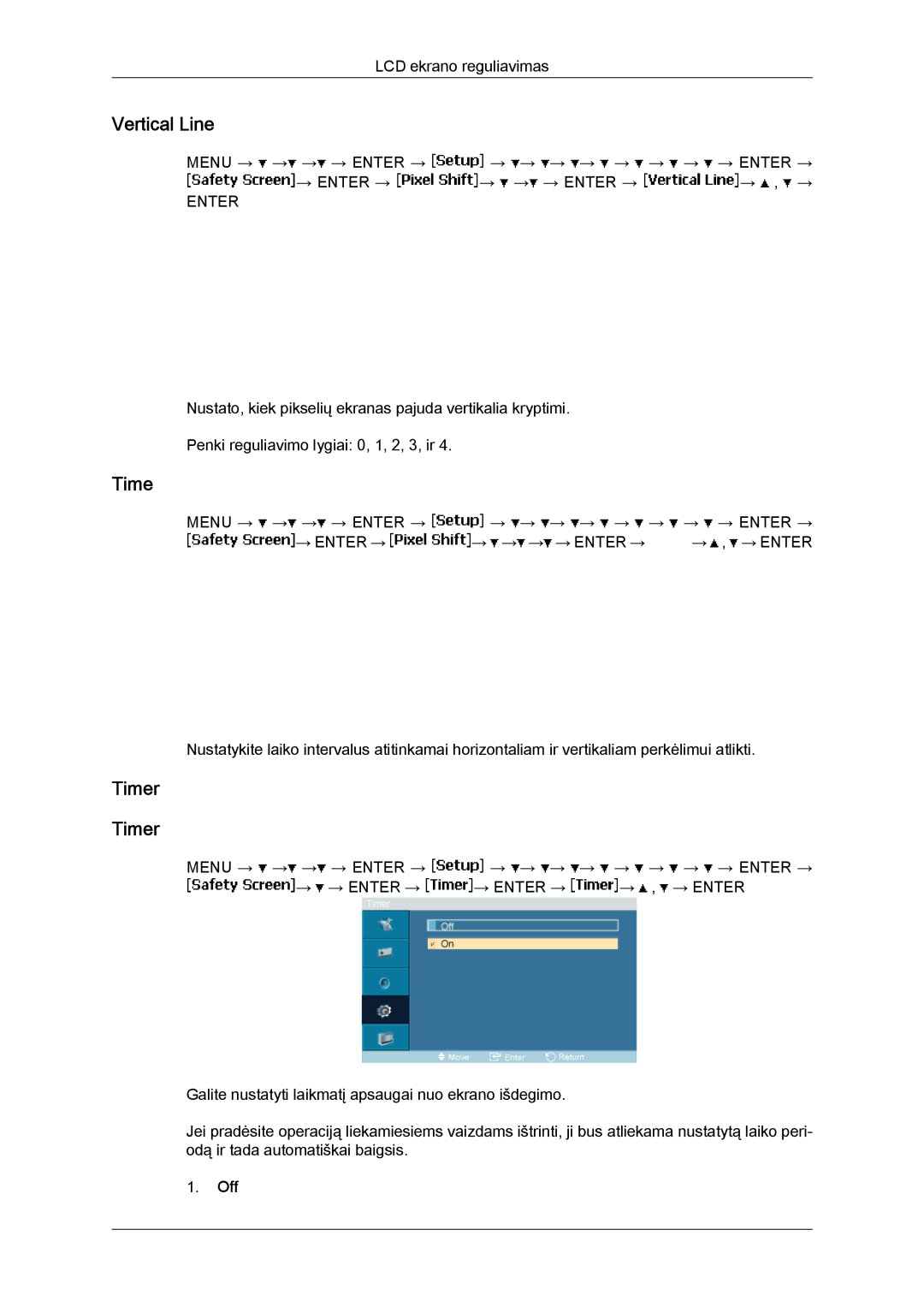 Samsung LH46MVTLBN/EN manual Vertical Line, Timer 