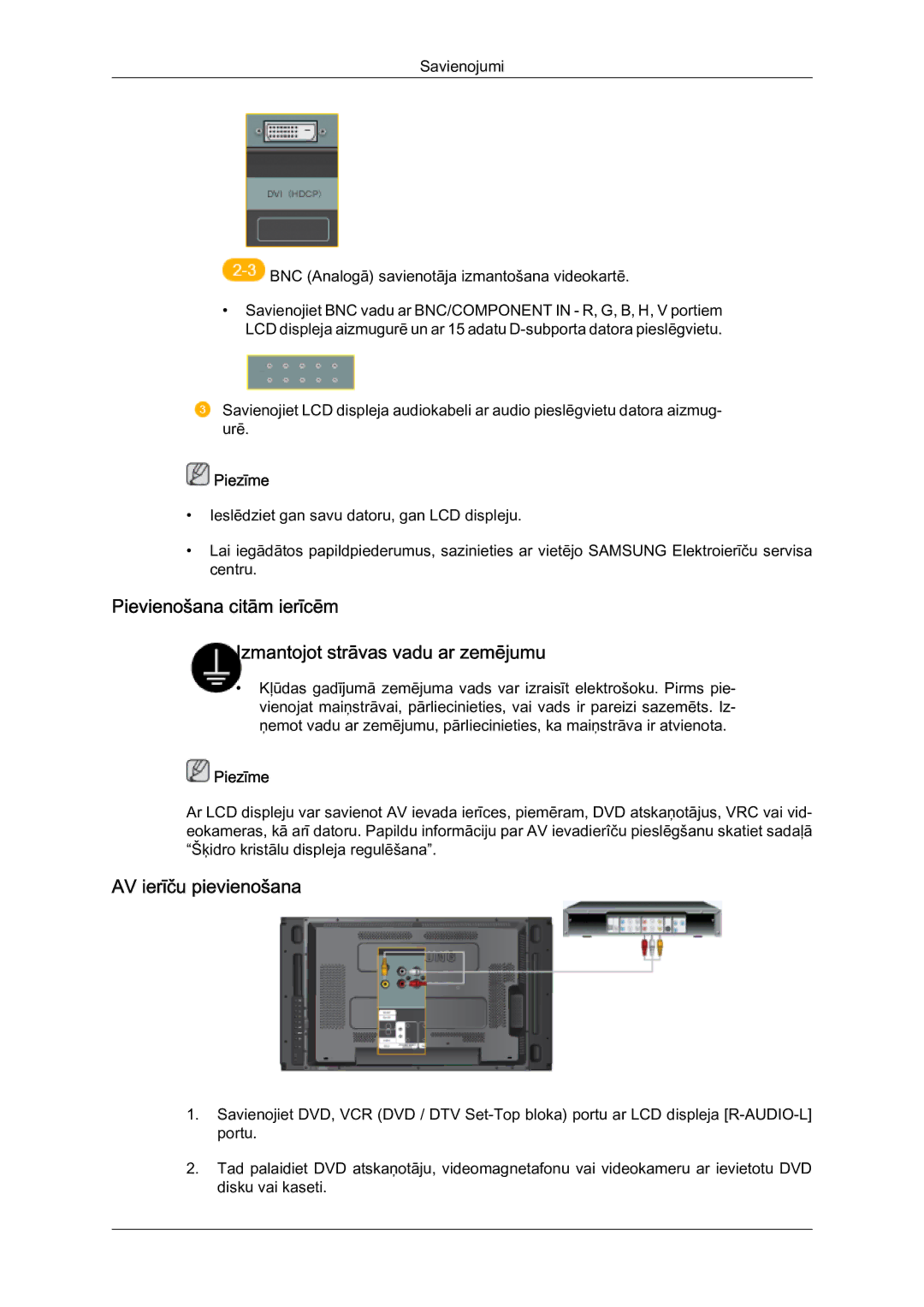 Samsung LH46MVTLBN/EN manual AV ierīču pievienošana 