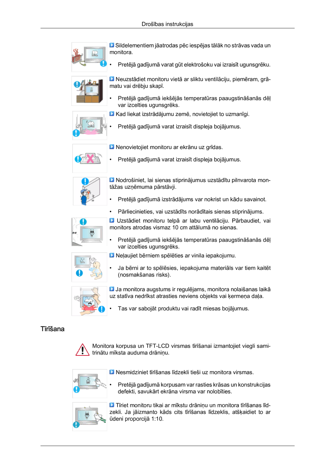 Samsung LH46MVTLBN/EN manual Tīrīšana 