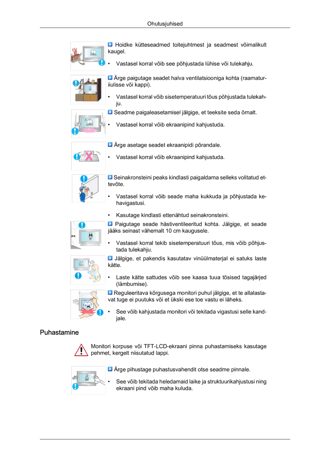 Samsung LH46MVTLBN/EN manual Puhastamine 