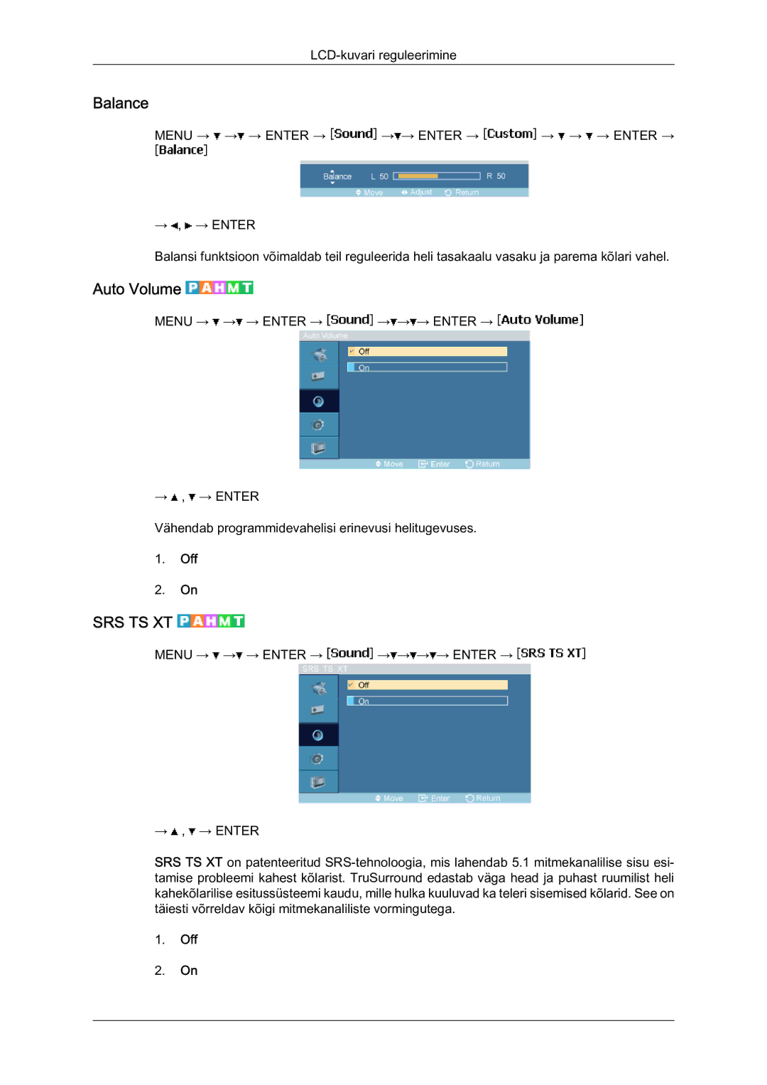 Samsung LH46MVTLBN/EN manual Balance, Auto Volume 