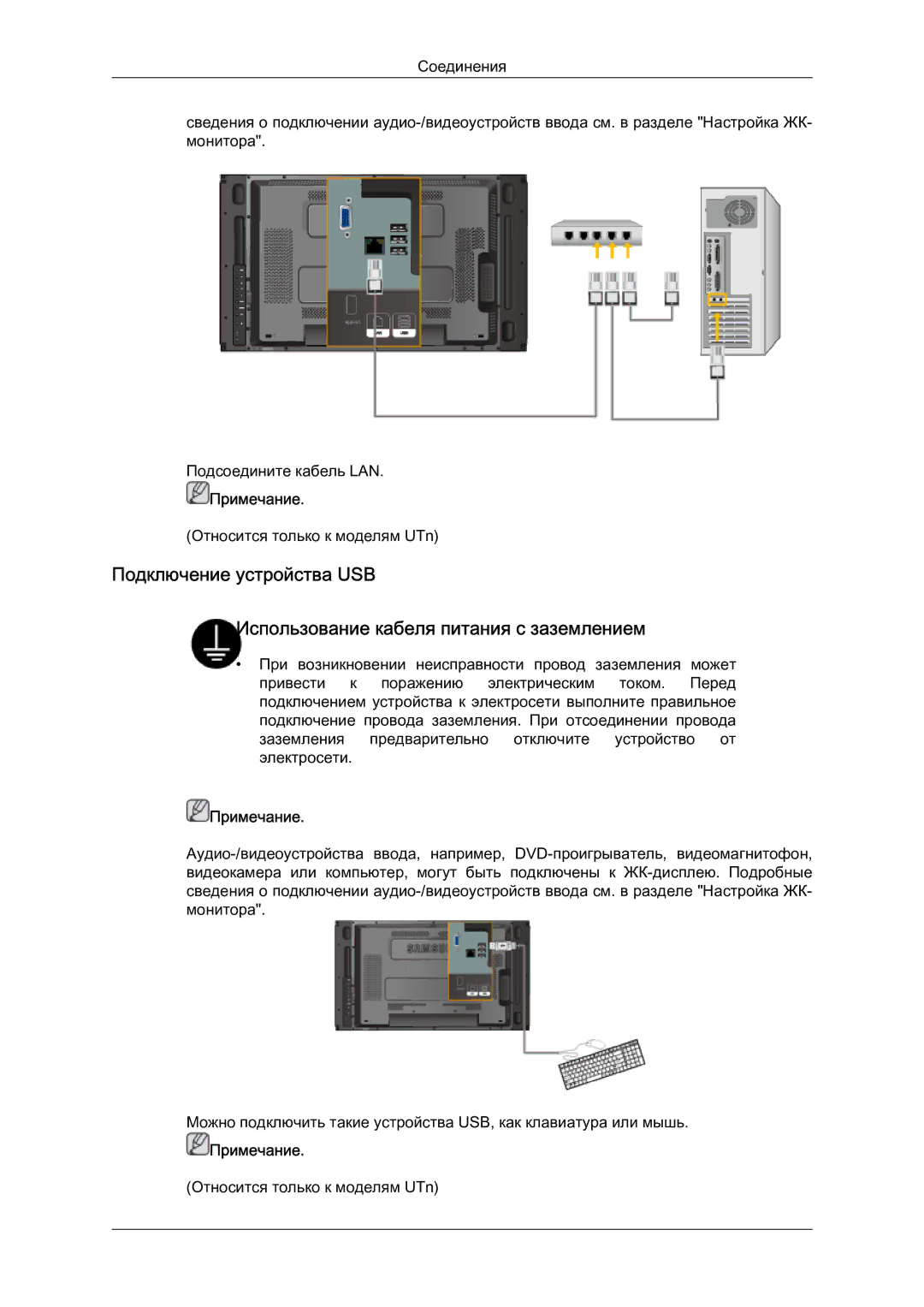 Samsung LH46MVTLBN/EN manual Относится только к моделям UTn 