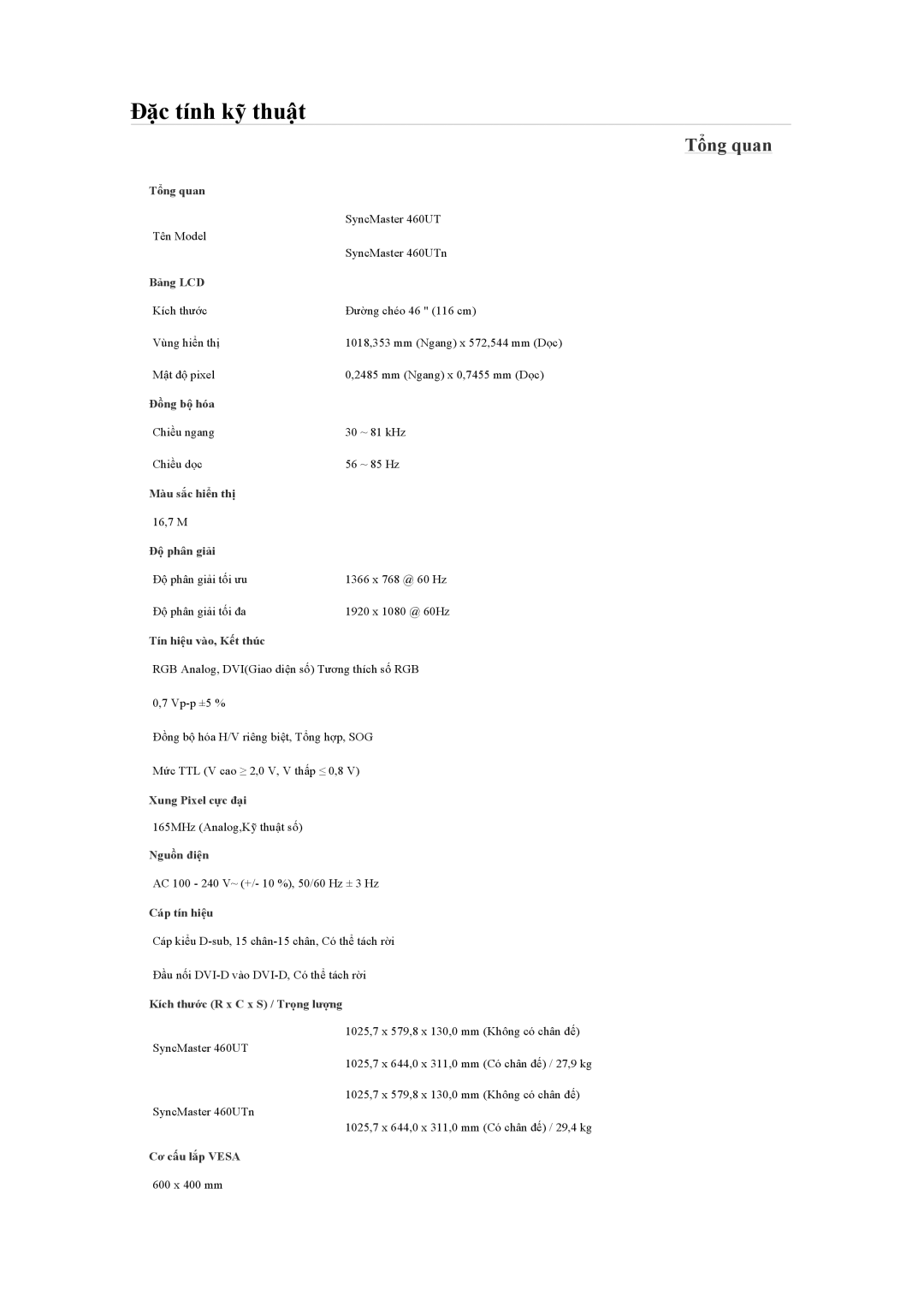 Samsung LH46MVTLBB/XY, LH46MVTLBN/XY, LH460UTN-UD manual Tổng quan 