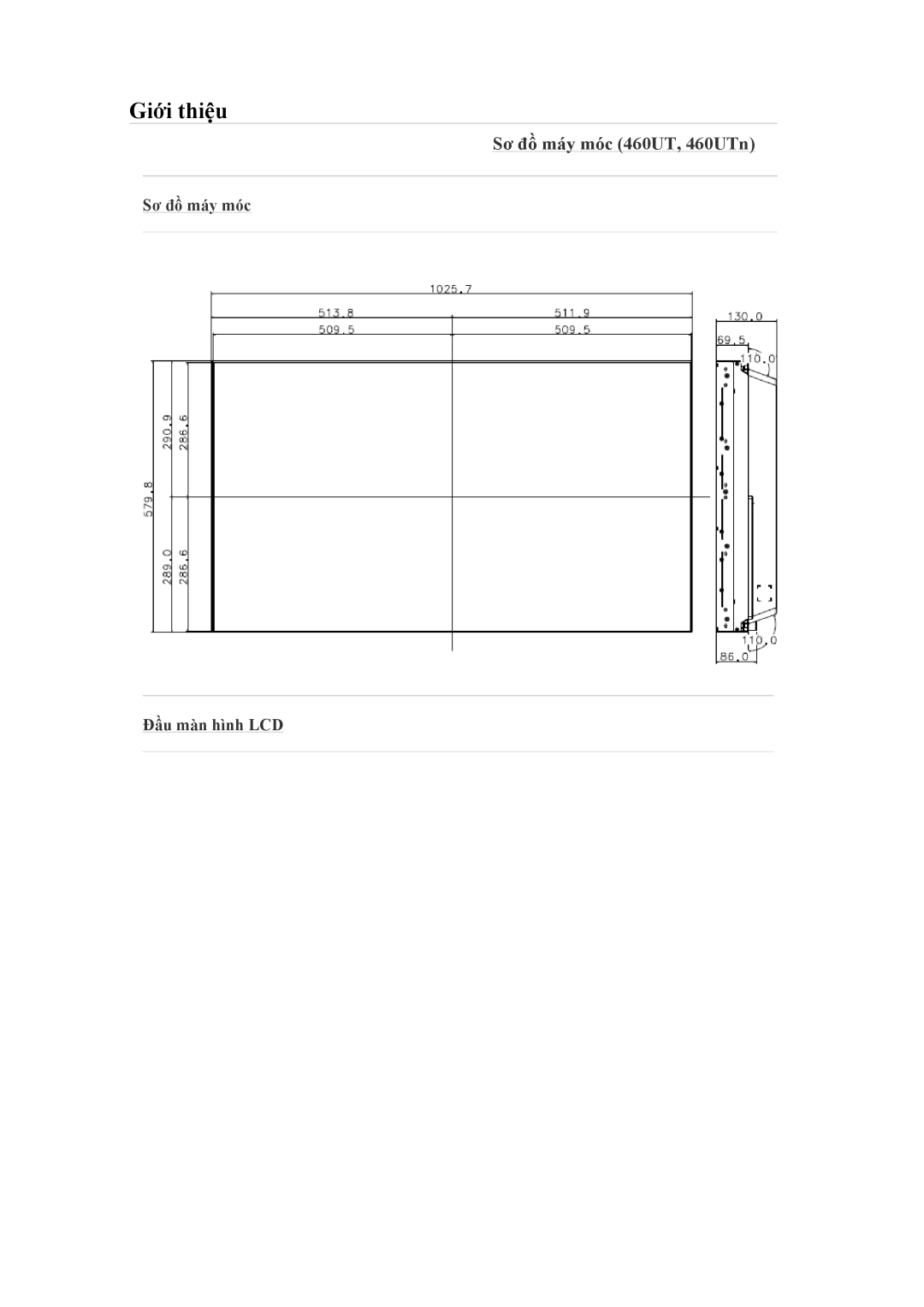 Samsung LH46MVTLBB/XY, LH46MVTLBN/XY, LH460UTN-UD manual Sơ đồ máy móc 460UT, 460UTn 