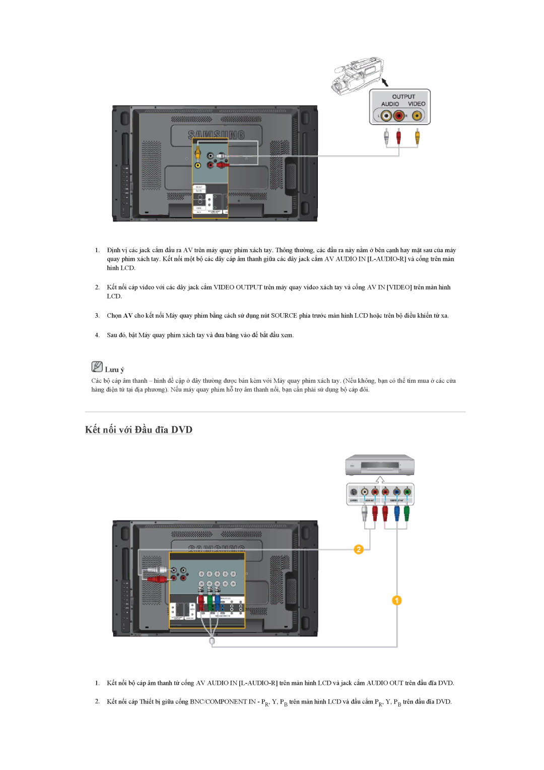 Samsung LH460UTN-UD, LH46MVTLBN/XY, LH46MVTLBB/XY manual Kết nối với Đầu đĩa DVD 