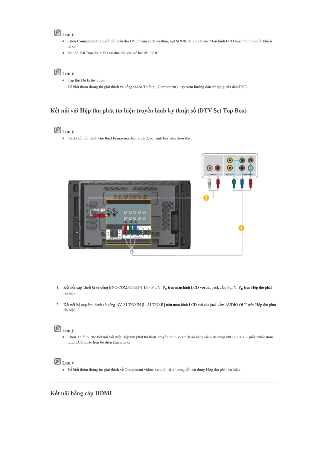 Samsung LH46MVTLBN/XY, LH46MVTLBB/XY, LH460UTN-UD manual Kết nối bằng cáp Hdmi 