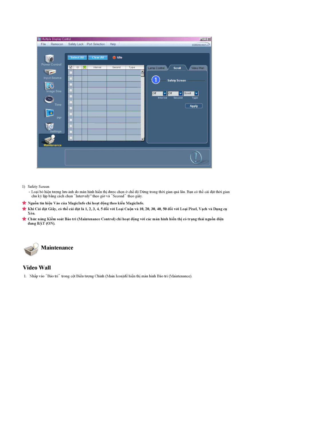 Samsung LH46MVTLBN/XY, LH46MVTLBB/XY, LH460UTN-UD manual Maintenance Video Wall 