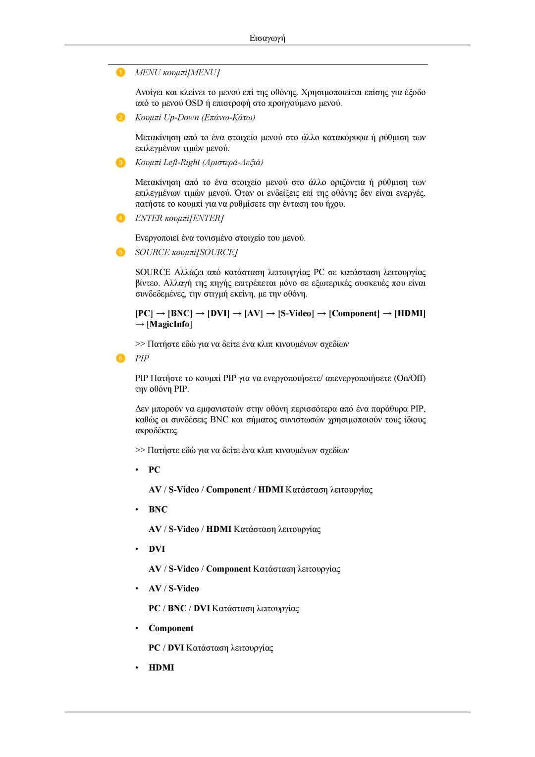 Samsung LH46MSTLBB/EN, LH46MWTLBN/EN, LH40MSTLBM/EN, LH40MSTLBB/EN, LH40MWTLBN/EN manual → MagicInfo, AV / S-Video, Component 